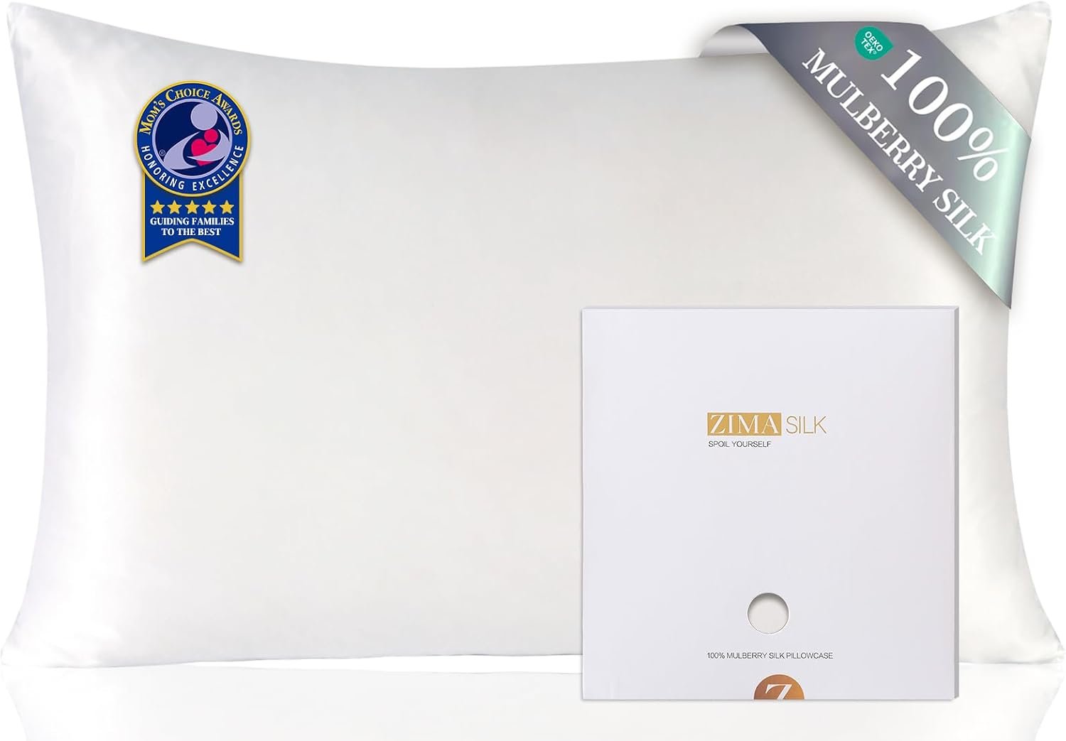 ZIMASILK 100% Pure Mulberry Silk Pillow Cases for Hair and Skin, Standard