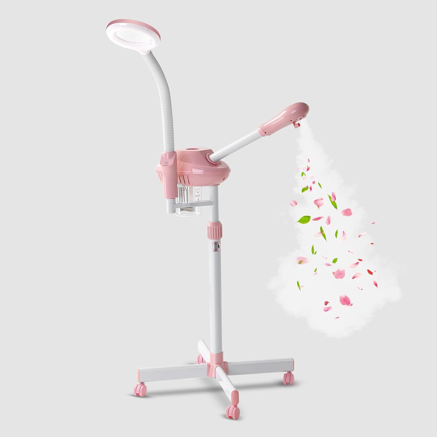 Professional Facial Steamer,Ozone Face Steamer on Wheels (Pink)