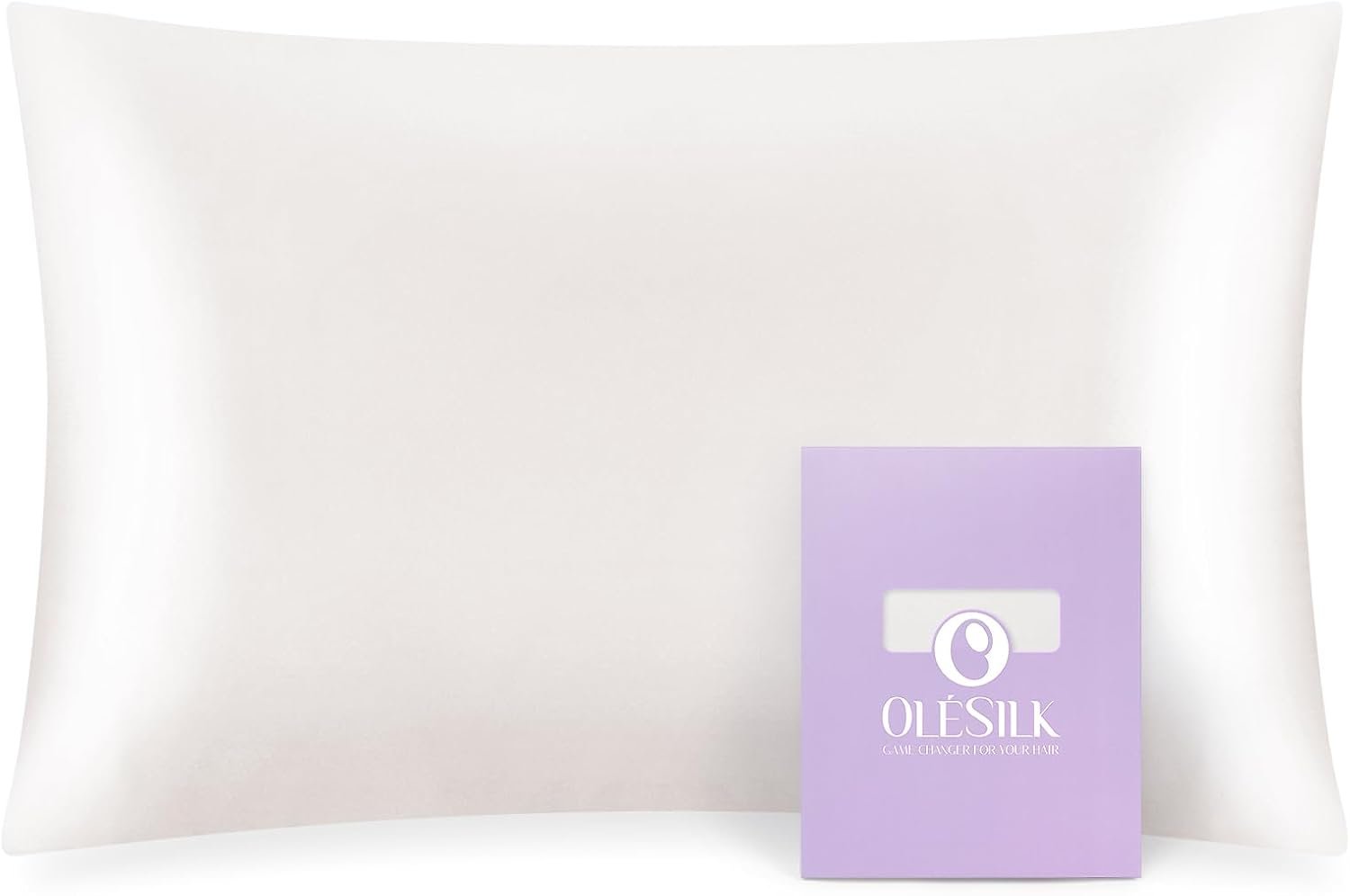 OLESILK Toddler 100% Mulberry Silk Pillowcase, Zipper, 13″x 18″, Ivory