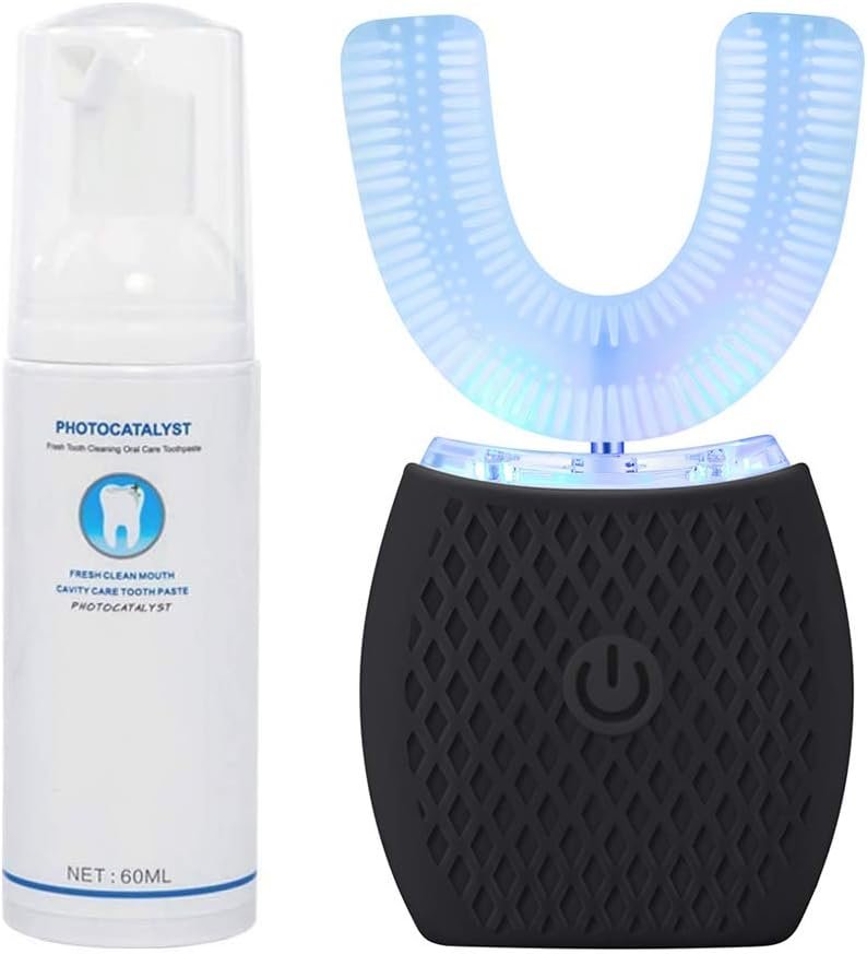 Automatic Ultrasonic Toothbrush,Electric Ultrasonic Toothbrush for Adults 360° Electric Toothbrush 30” Automatic Timer Wireless Charging Washable Travel Home Dual-use (Black)
