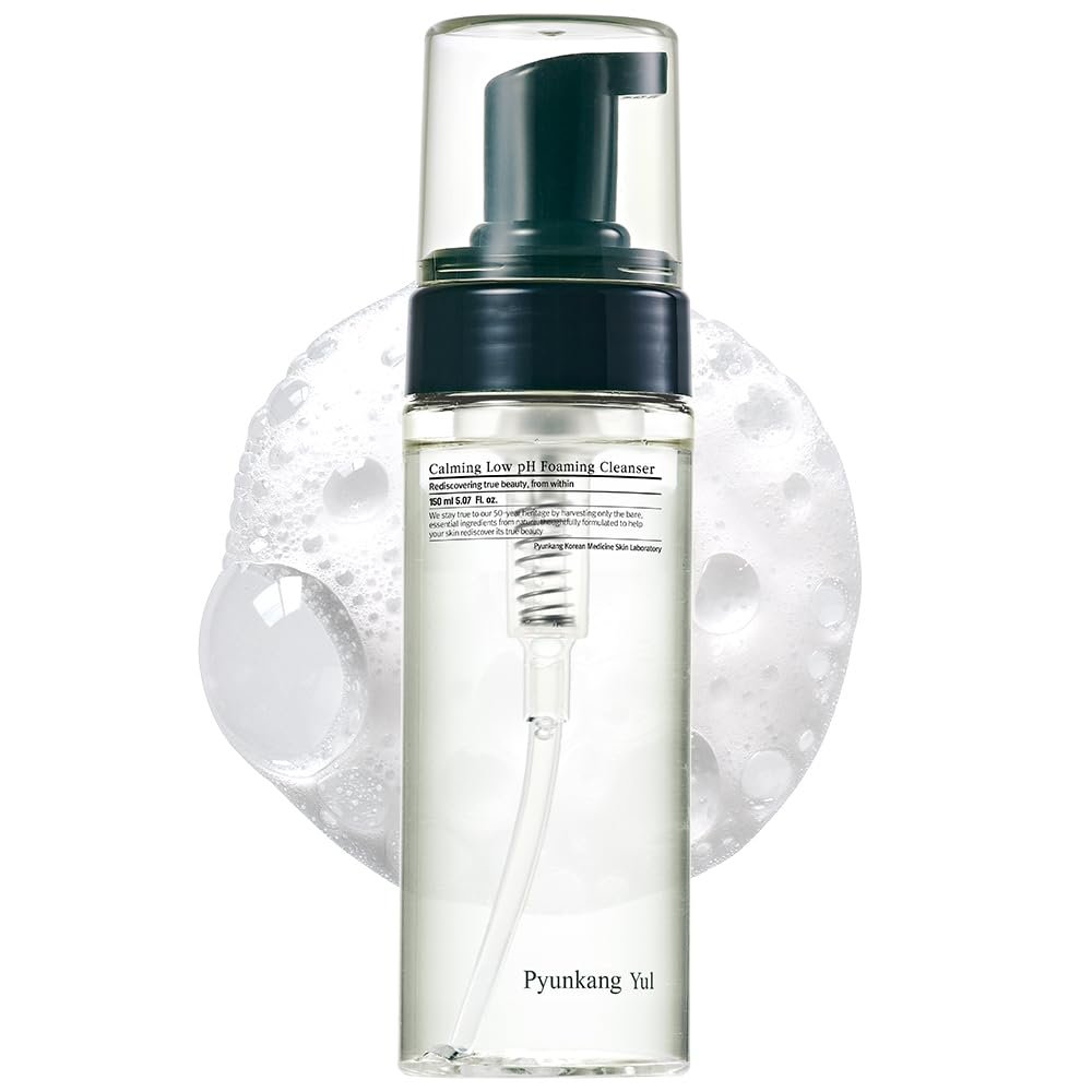 Pyunkang Yul PKY Calming Low pH Foaming Cleanser | Daily Face Wash & Makeup Remover with Tea Tree, Centella Asiatica, 5 Hyaluronic Acids that Removes Dead Skin Cells, Hydrates Skin – 150ml 5.07 Fl.Oz.
