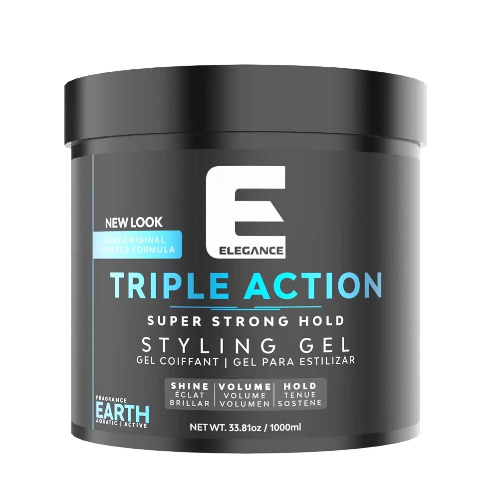 E Elegance Earth Fragrance Triple Action Hair Gel for Men And Women – Super Strong Hold, Extreme Volume, And Long Lasting Shine – Flake Free And Refreshing Fragrance – All Hair Types, 33.8 oz