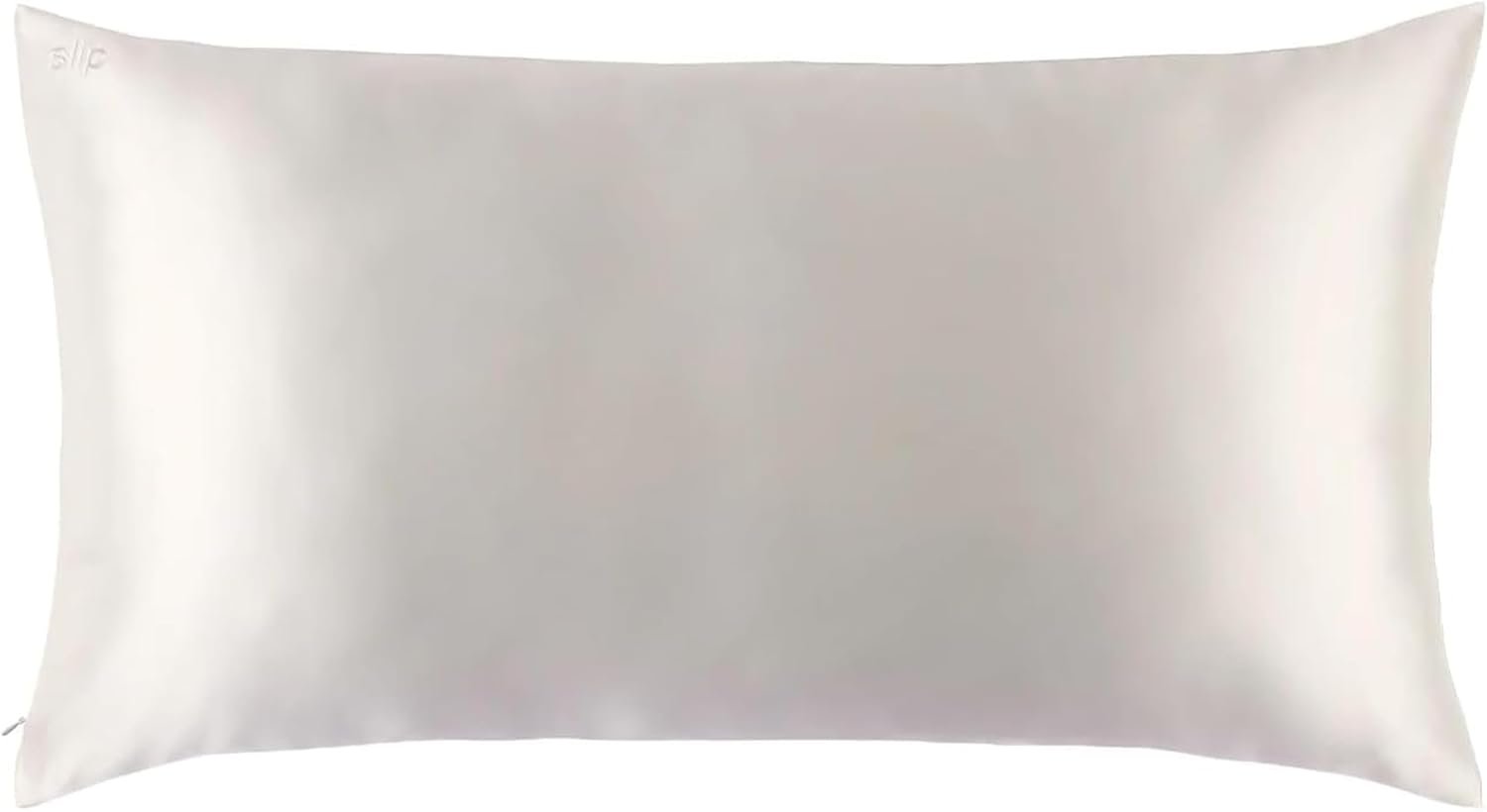 slip King Pure Silk Pillow Case – 100% Pure 22 Momme Mulberry Silk – King Size Standard Pillow Case -Anti-BedHead, Anti-Sleep Crease, White (20″ x 36″)