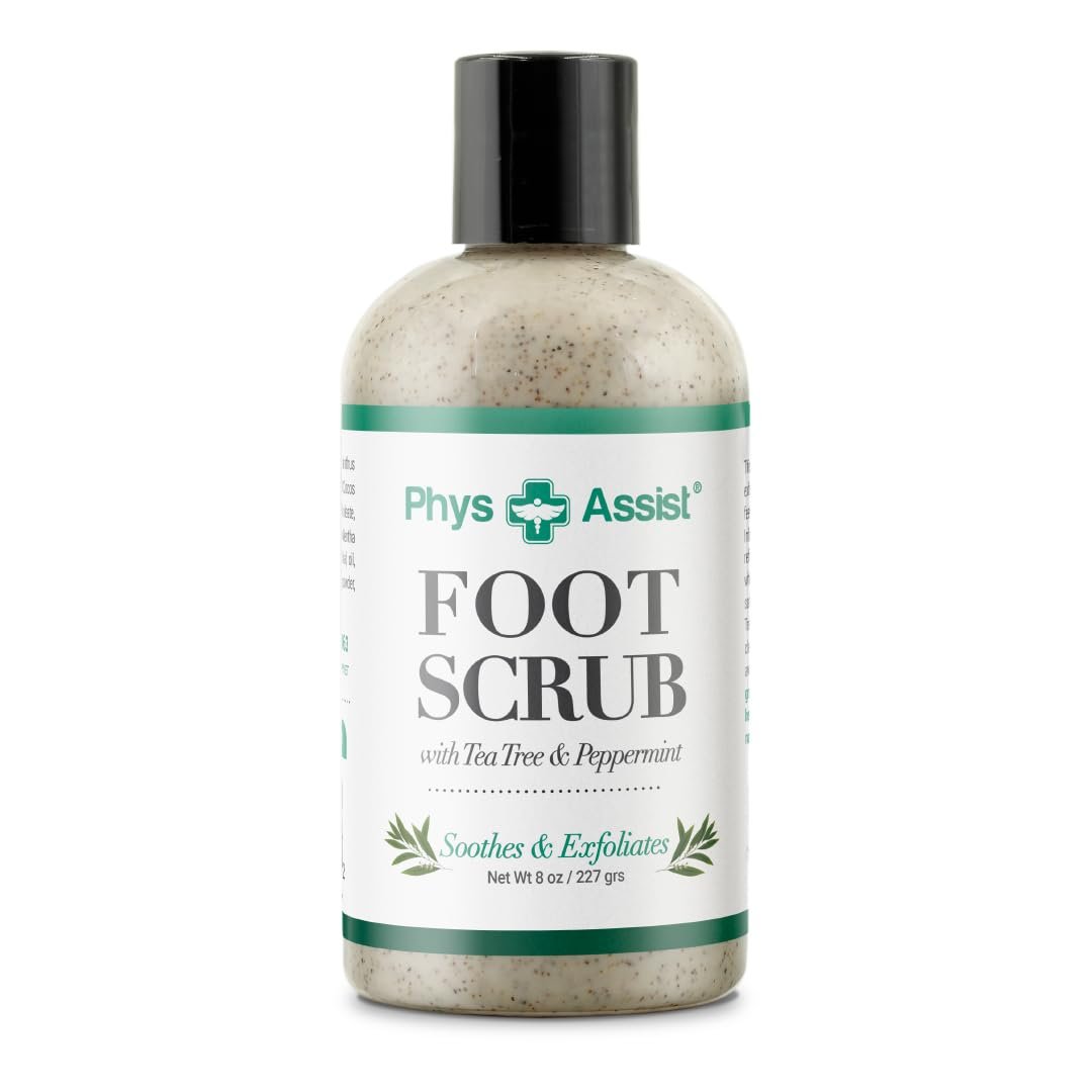 PhysAssist Foot Scrub with Tea Tree & Peppermint – Exfoliating 8 oz Bottle