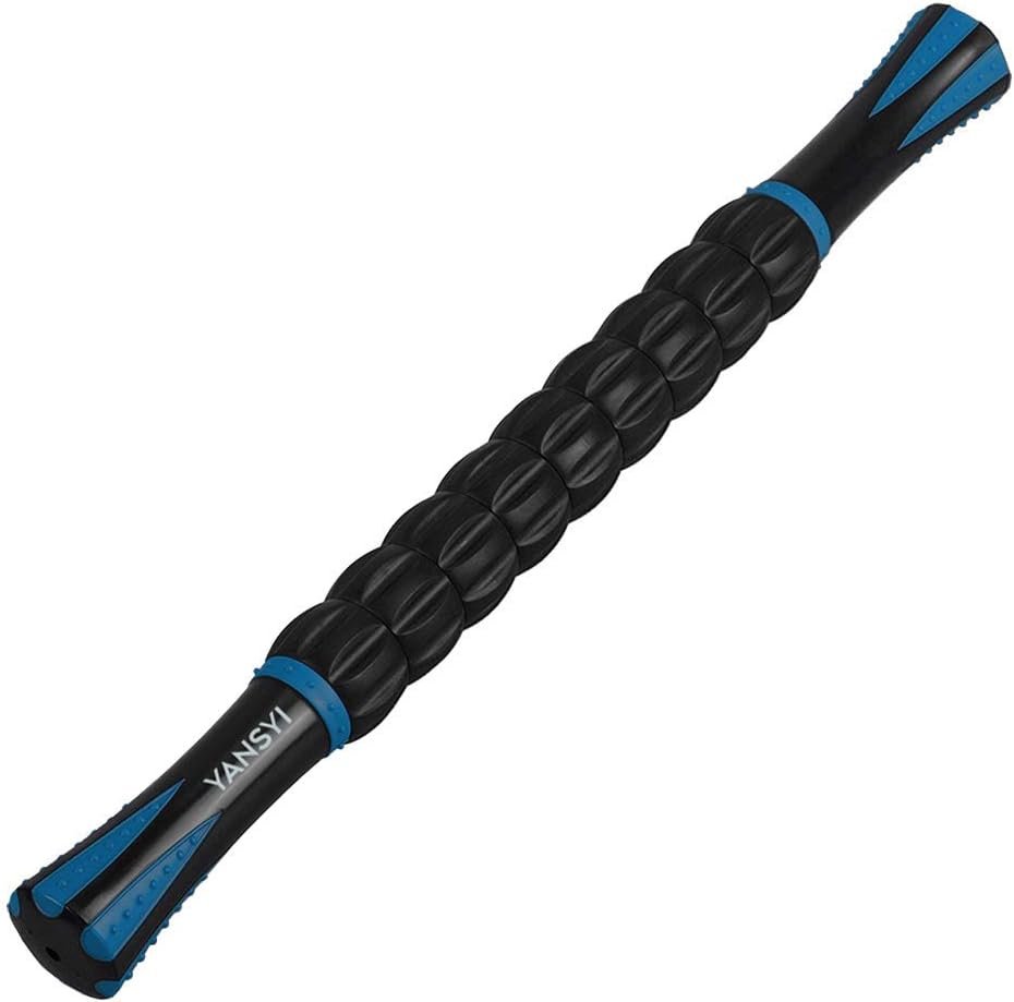 YANSYI Professional 9-Roller Deep Tissue Massage Stick – Portable Muscle Recovery Roller for Athletes, Relieves Post-Workout Soreness & Leg/Back Pain – Portable Physio Tool (Blue 1)