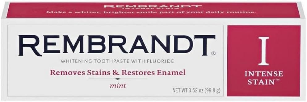 REMBRANDT Intense Stain Whitening Toothpaste With Fluoride, Removes Tough Stains, Rehardens And Strengthens Enamel, 3.5 Ounce – (Pack of 2)