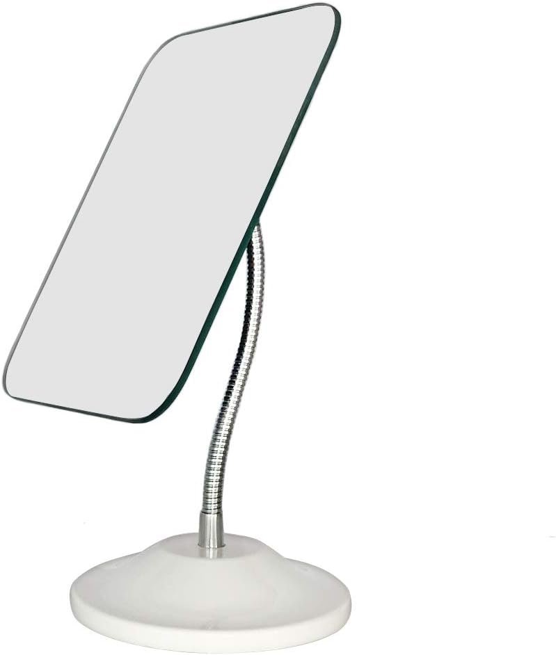 YEAKE Adjustable Flexible Gooseneck Makeup Mirror,360°Rotation Folding Portable Desk Vanity Mirror with Stand Shower Shaving Cosmetic Mirror Square