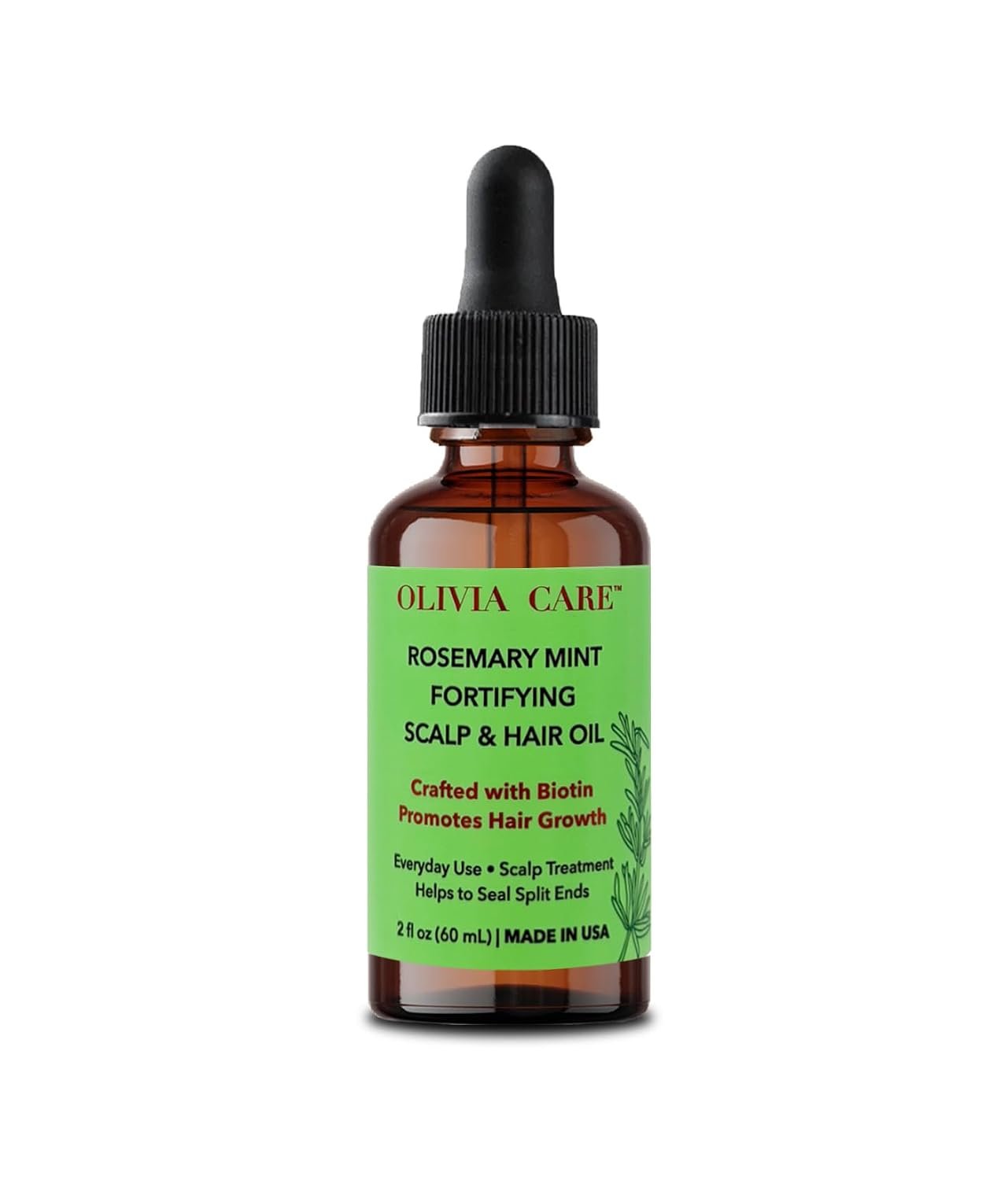 OLIVIA CARE Rosemary Oil for Hair Growth – Rosemary Oil & Mint Oil with Biotin, Fortifying Scalp and Hair Treatment to Aid Hair Growth, Made in USA.