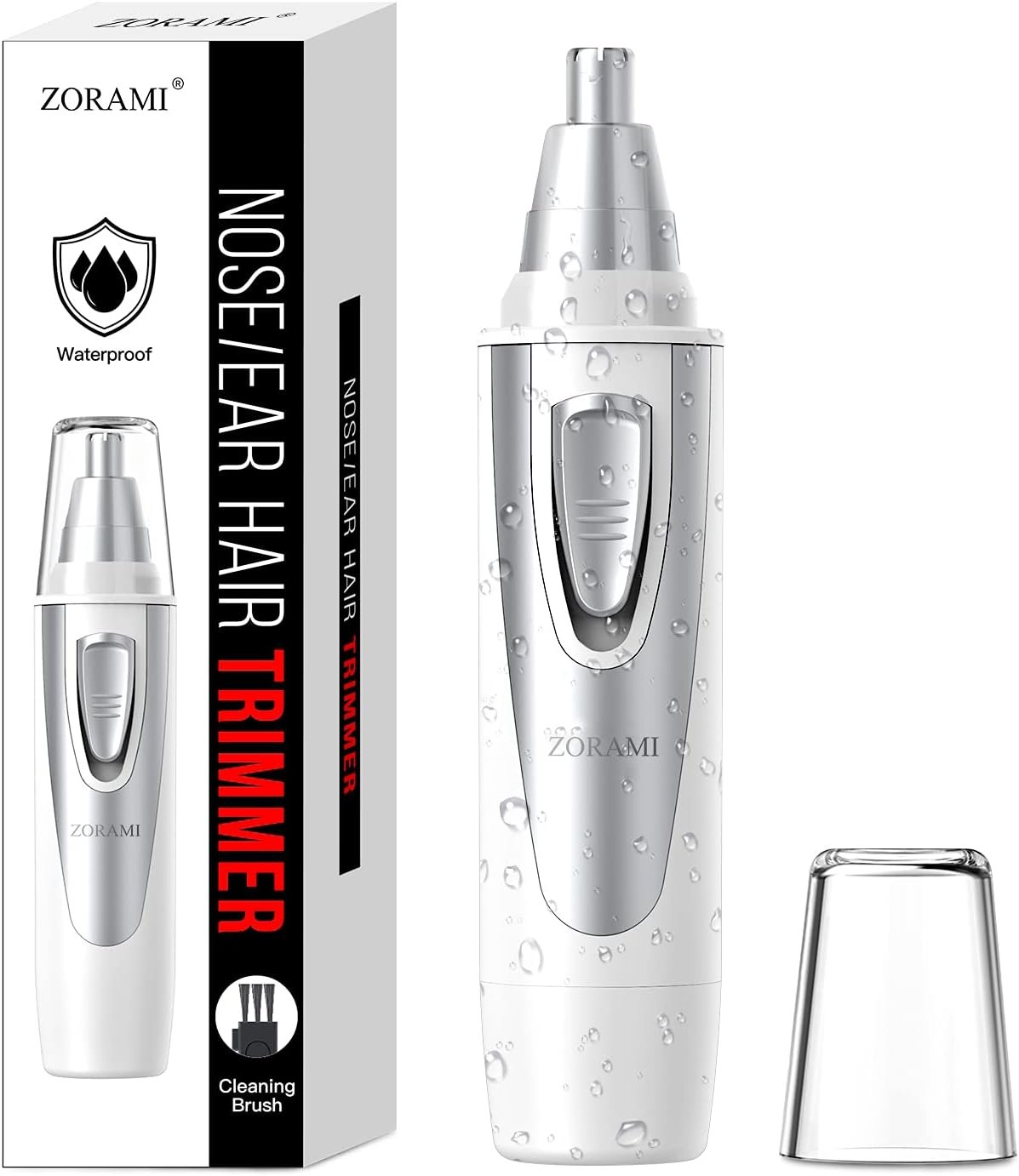 Ear and Nose Hair Trimmer Clipper – 2026 Professional Painless Eyebrow & Facial Hair Trimmer for Men Women,Battery-Operated Trimmer with IPX7 Waterproof,Dual Edge Blades for Easy Cleansing White