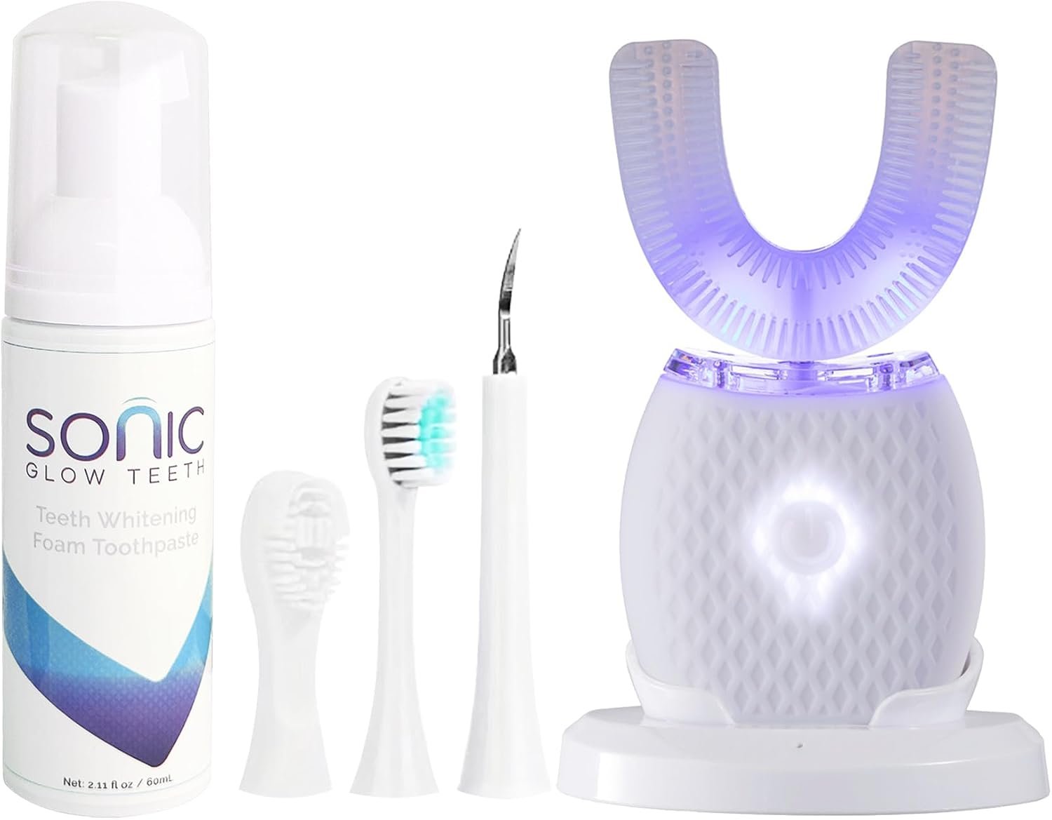 Automatic Toothbrush for Adult Rechargeable Waterproof Timer Travel White