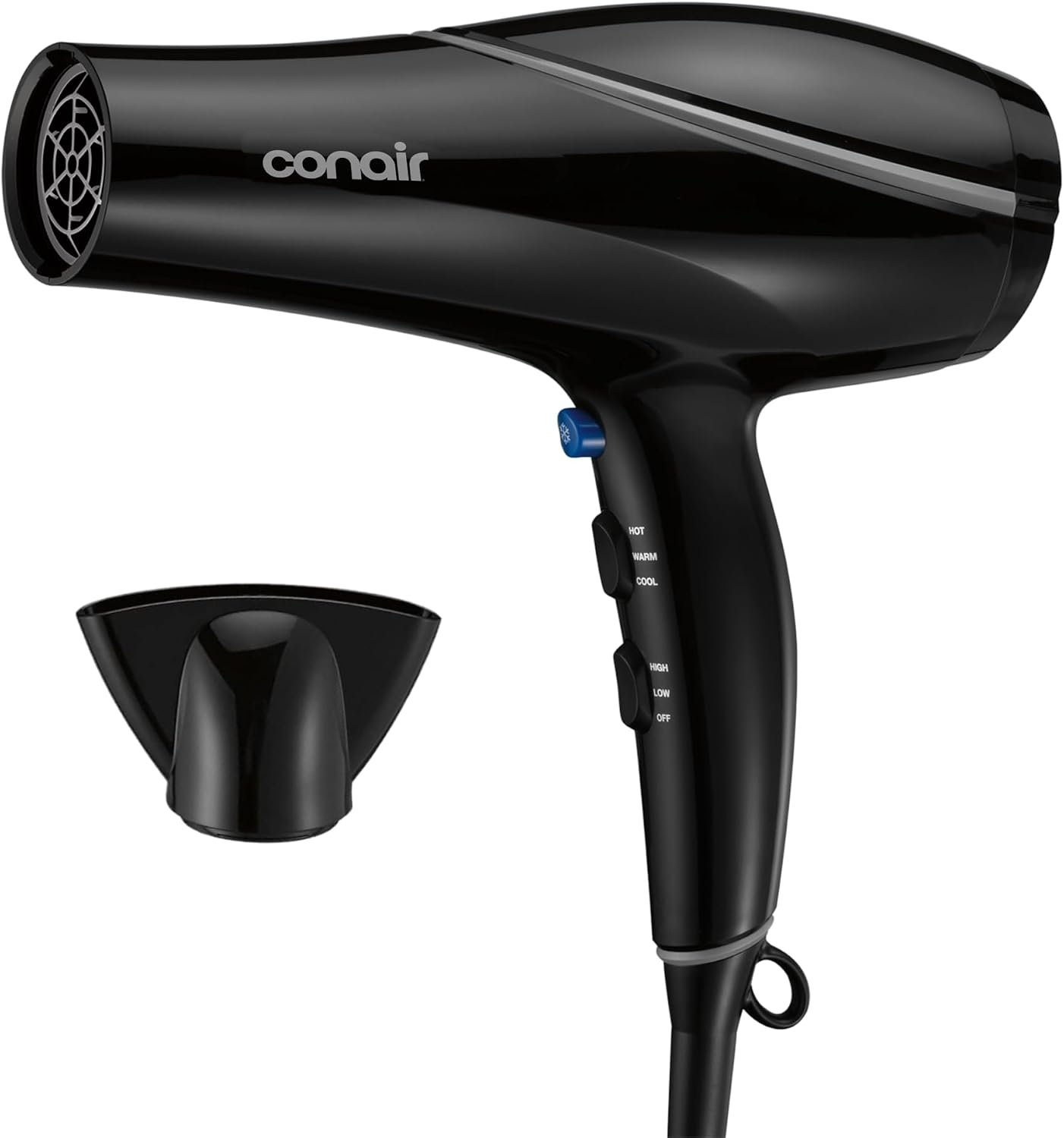 Conair Hair Dryer​ with Concentrator Attachment, Ceramic Technology, Black