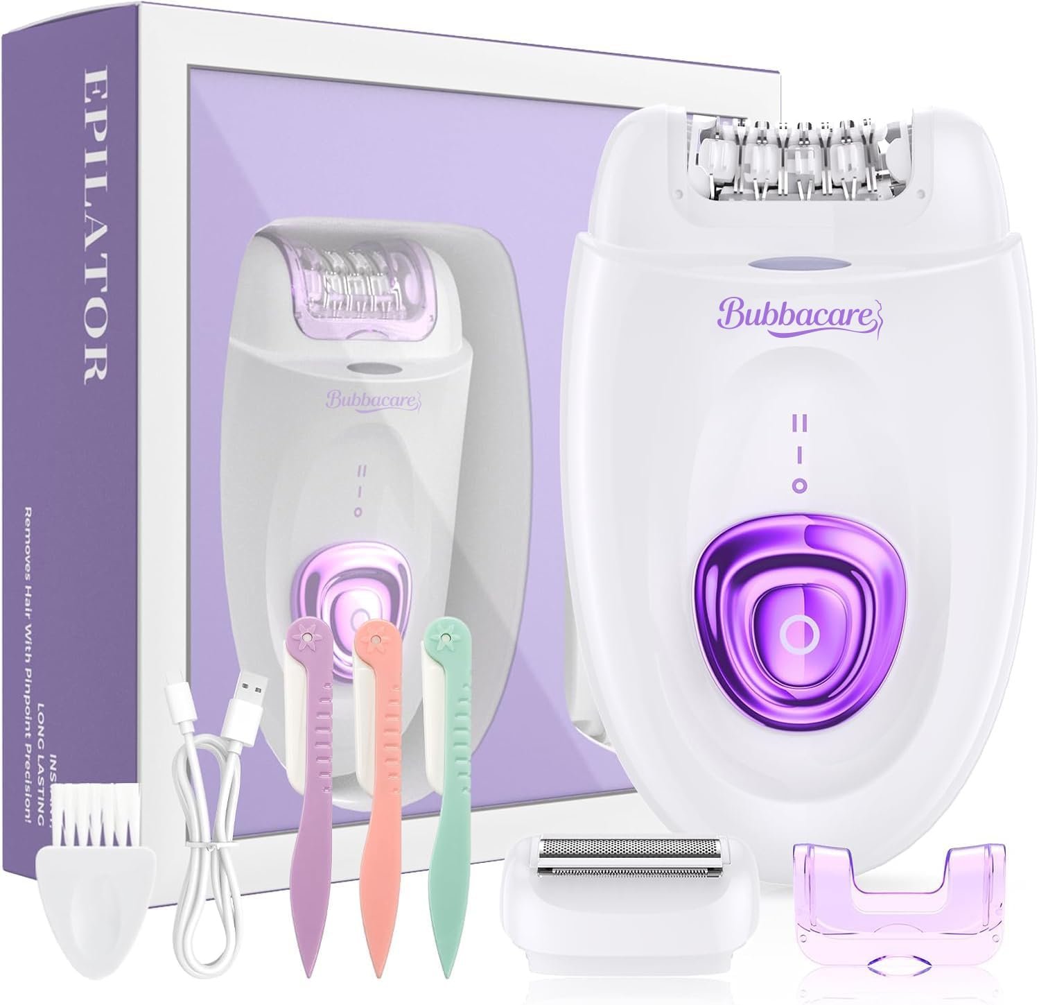 Epilator for Women, Epilators Hair Removal for Women, 2 in 1 Hair Removal Device with LED Light & USB Rechargeable