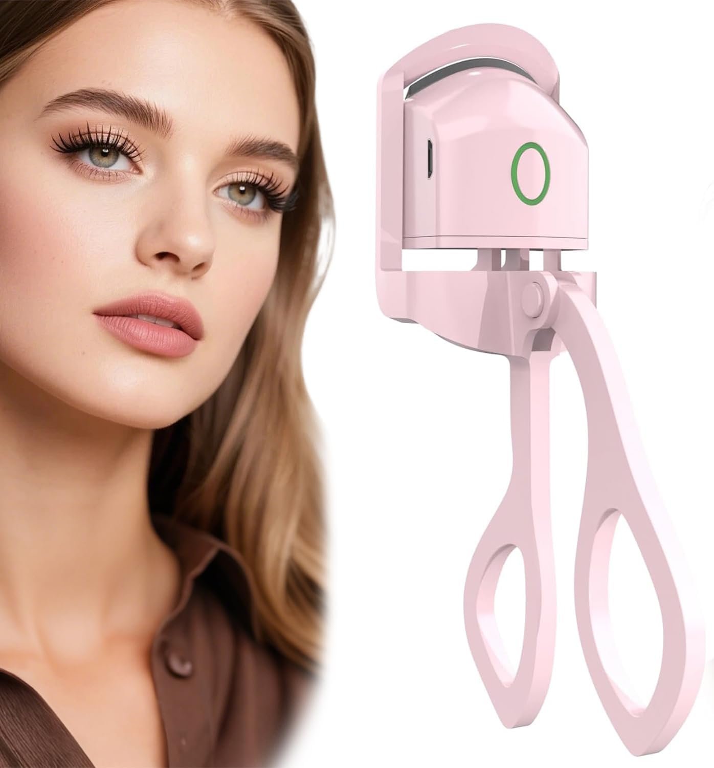 Heated Eyelash Curler – 2-Level Temperature Adjustment, Eyelash Curler with 24Hour Long-Lasting Curling Ability, 8-Second Quick Heating, Easily Creating Natural and Beautiful Eyelashes (Pink, Model2)