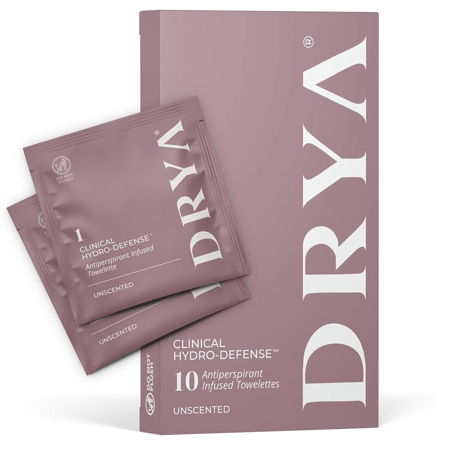 DRYA Clinical Strength Antiperspirant Wipes for Women, 10 Ct Unscented
