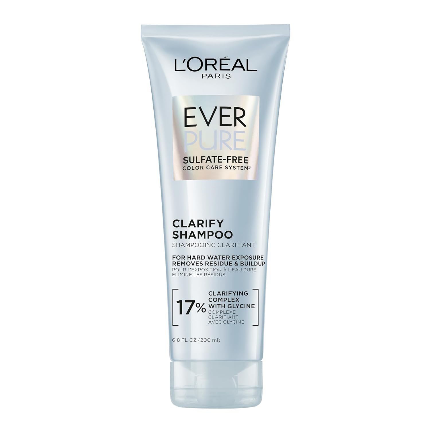 L’Oreal Paris Clarify Sulfate Free Shampoo with Antioxidants, Clarifying Shampoo for Hard Water Exposure and Styling Build-up, EverPure, 6.8 Fl Oz