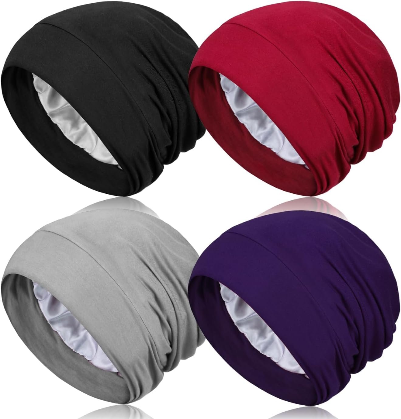 Satin Lined Sleep Bonnet for Women, Adjustable Hair Wrap Cap