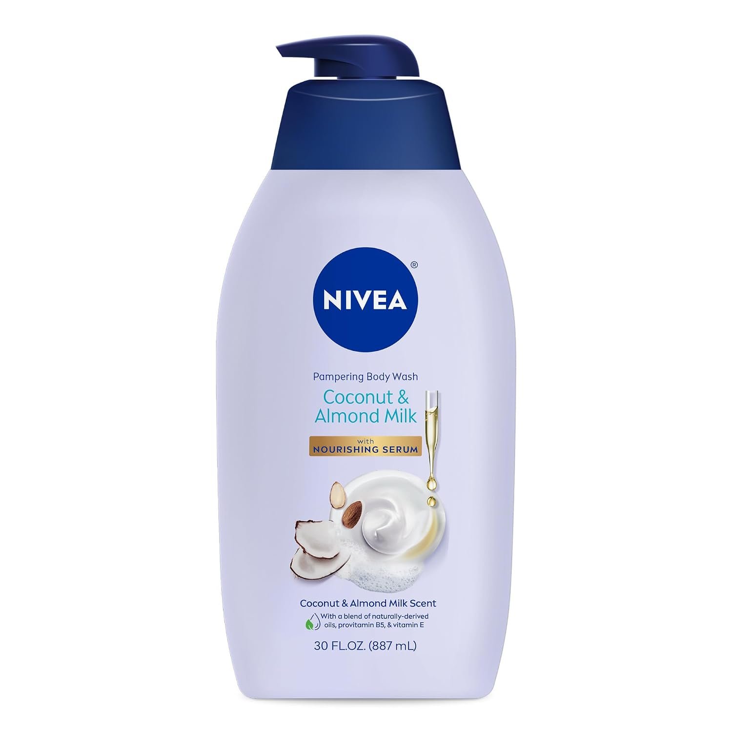NIVEA Pampering Coconut and Almond Milk Body Wash, 20 FL OZ