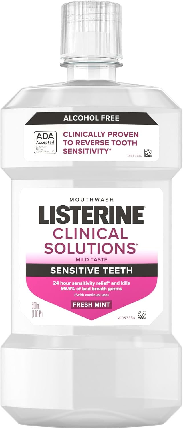 Listerine Clinical Solutions Sensitive Teeth Mouthwash, 16.9 fl. oz/500 mL