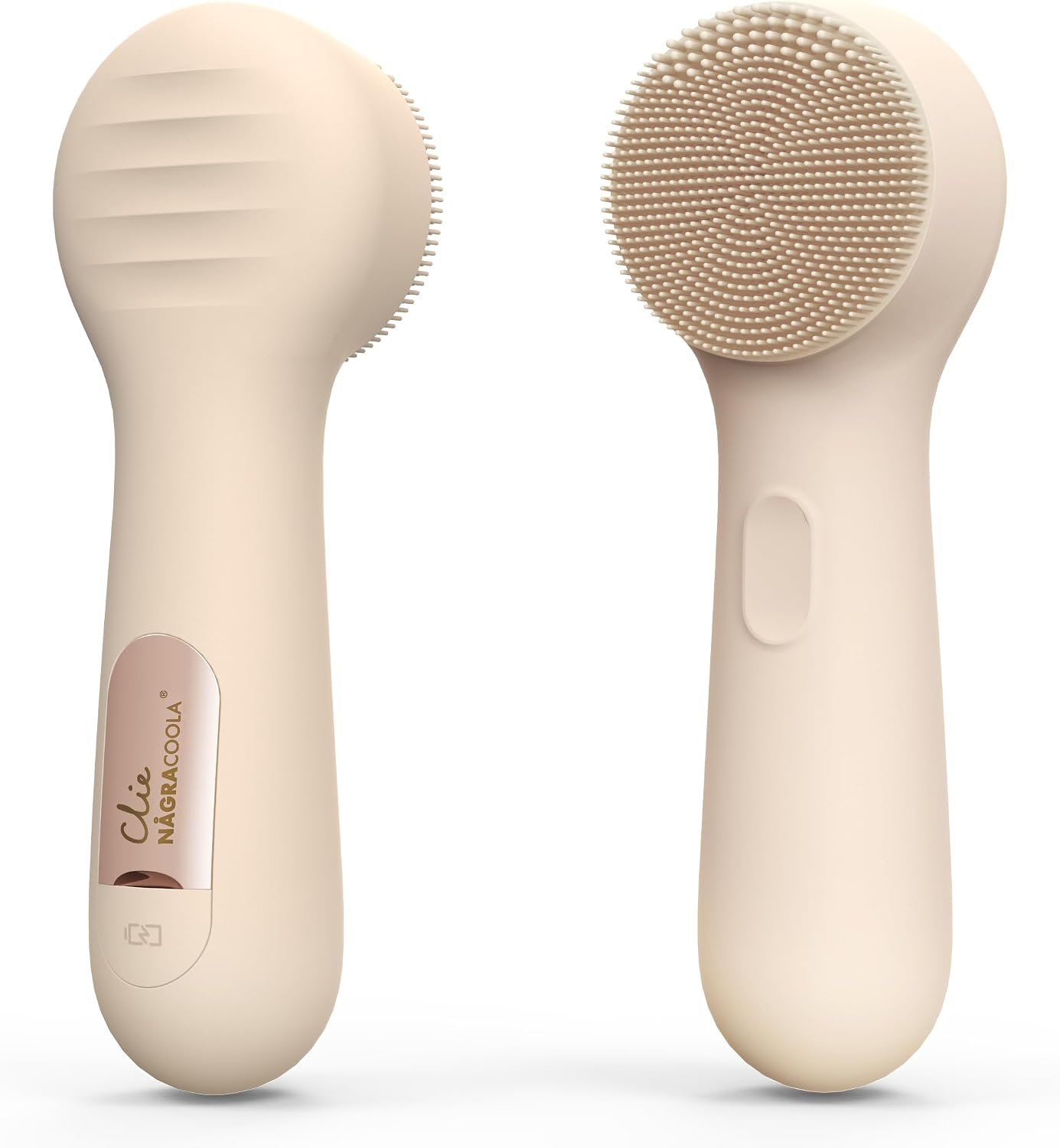 Silicone Face Scrubber, NågraCoola CLIE 2.0 Facial Cleansing Brush, Rechargeable, Waterproof Face Scrub Brush for Cleansing, Exfoliating, Massaging, Electric Facial Exfoliator for Women and Men – Oat
