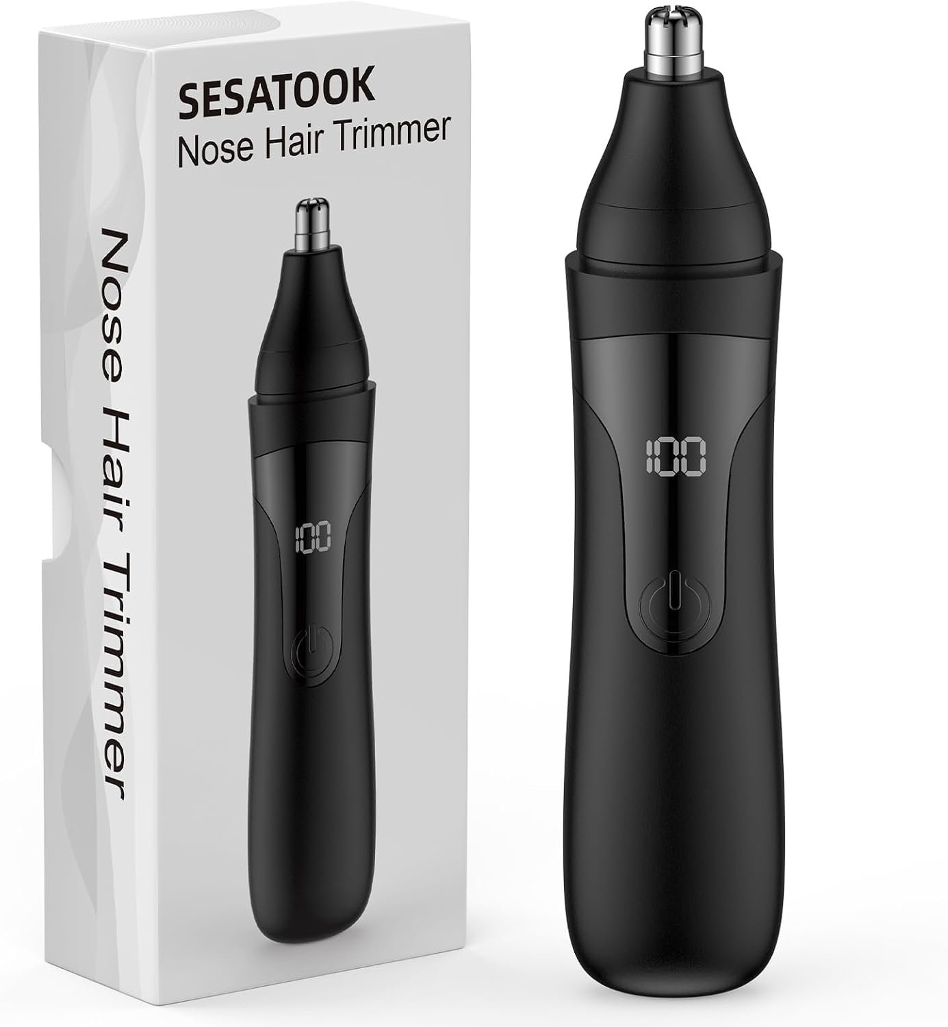 Nose Hair Trimmer, Rechargeable Professional Painless Nose Trimmer for Ear and Eyebrow, with Dual Edge Blades Easy Cleaning and Washing
