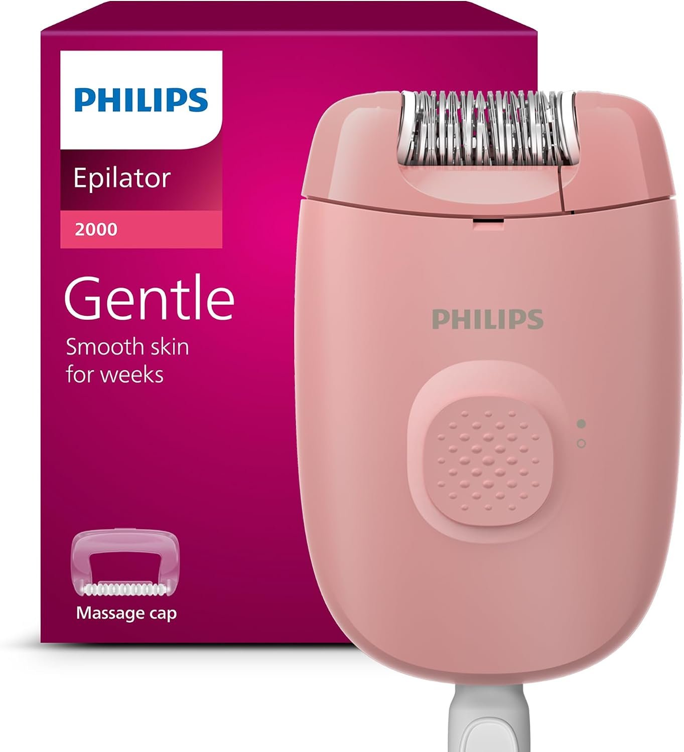 Philips Epilator Series 2000, Corded Epilator for Legs and Body, Hair Removal Device for Women, Model BRE227/00