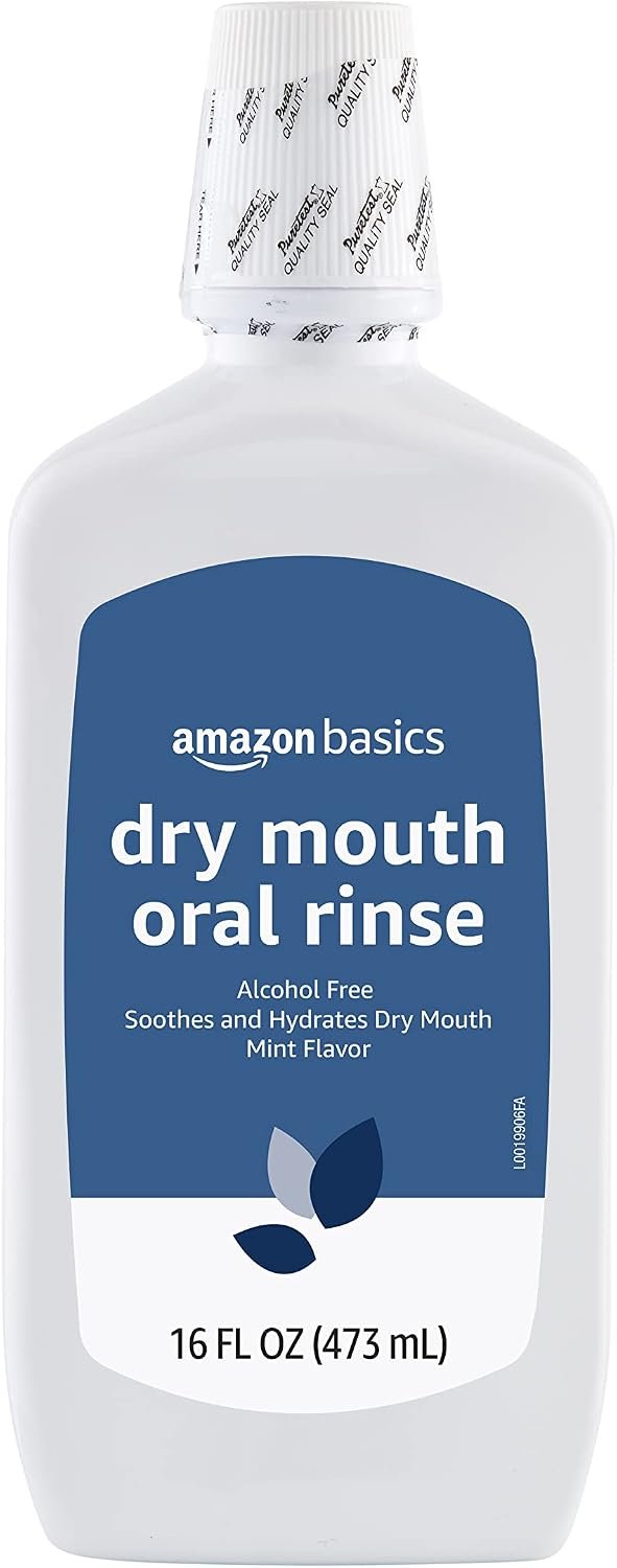 Amazon Basics Dry Mouth Oral Rinse, Alcohol Free, Mint Flavor, Soothes and Hydrates, 16 Fluid Ounces, 1-Pack (Previously Solimo)