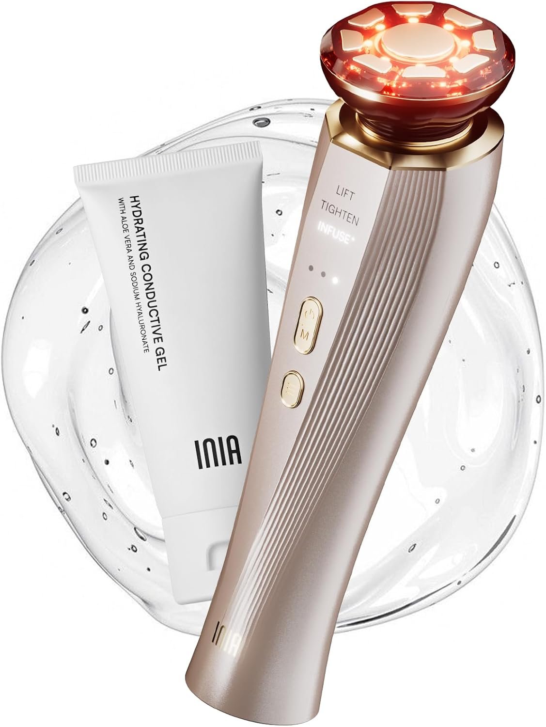 INIA Flare 3-in-1 Red Light Microcurrent Facial Beauty Device