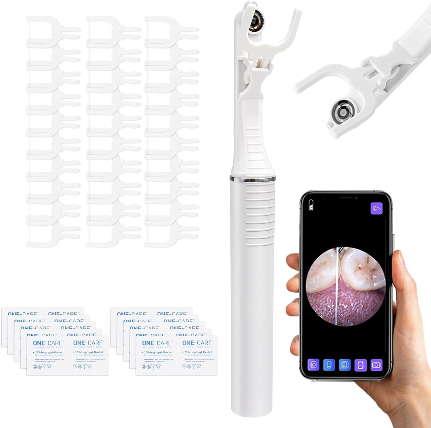 Electric Visual Flosser for Teeth, 50 Replaceable Heads, 20 Cleaning Pads