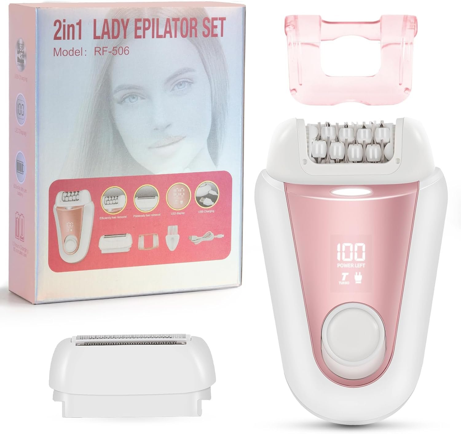 YHC 2-in-1 Epilator for Women, Cordless Electric Razor for Legs & Body