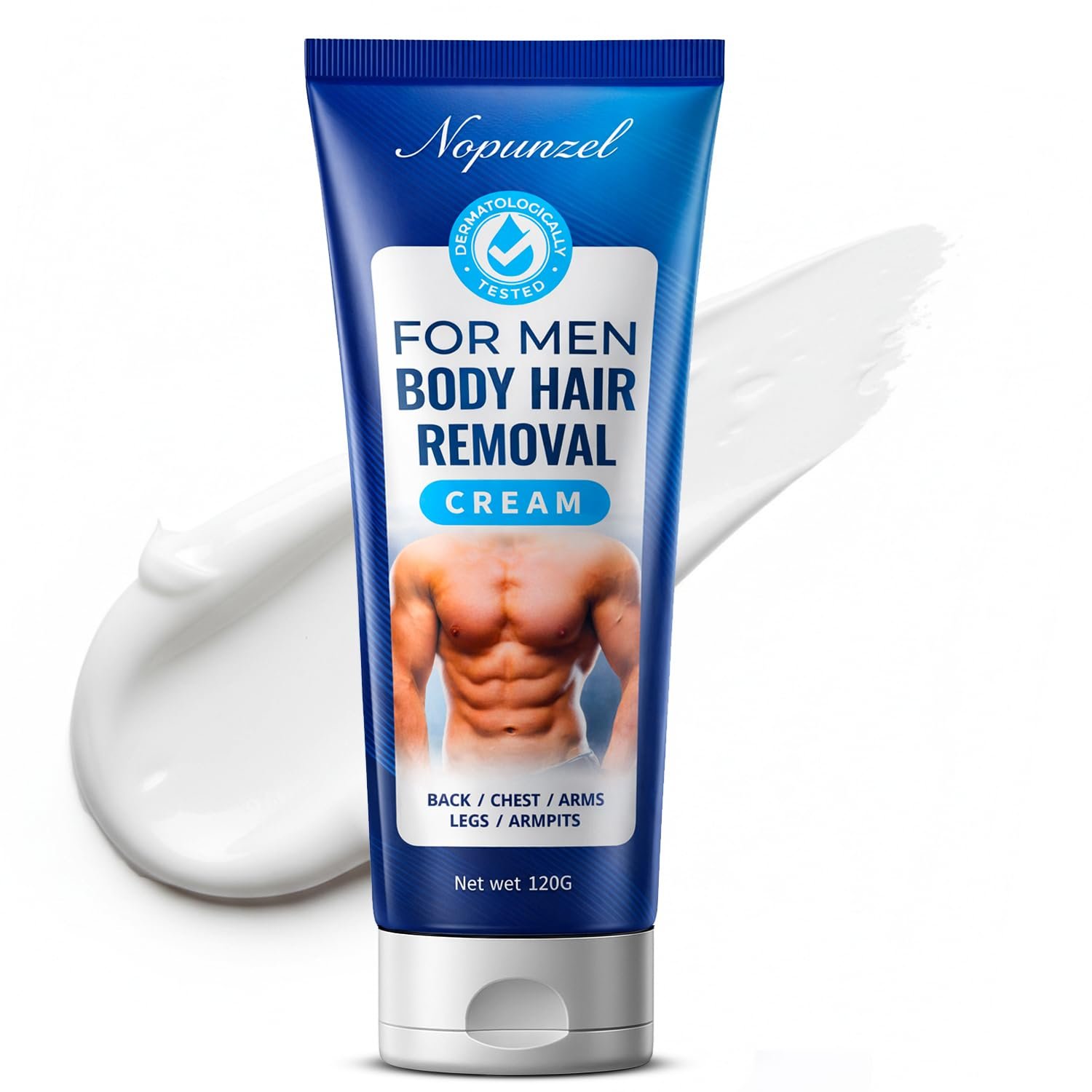 Hair Removal Cream for Men: Sensitive Depilatory Cream for Men – Body Legs Chest Underarms Intimate Areas – Vitamin E – Painless Effective Flawless Soothing Easy – Hair Remover – Gentle Formula – 120g