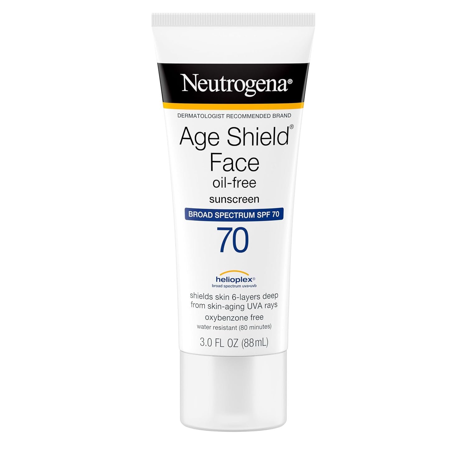 Neutrogena Age Shield Face Oil-Free Sunscreen Lotion with Broad Spectrum SPF 70, Non-Comedogenic Moisturizing Sunscreen to Help Prevent Signs of Aging, PABA-Free, 3 fl. oz.