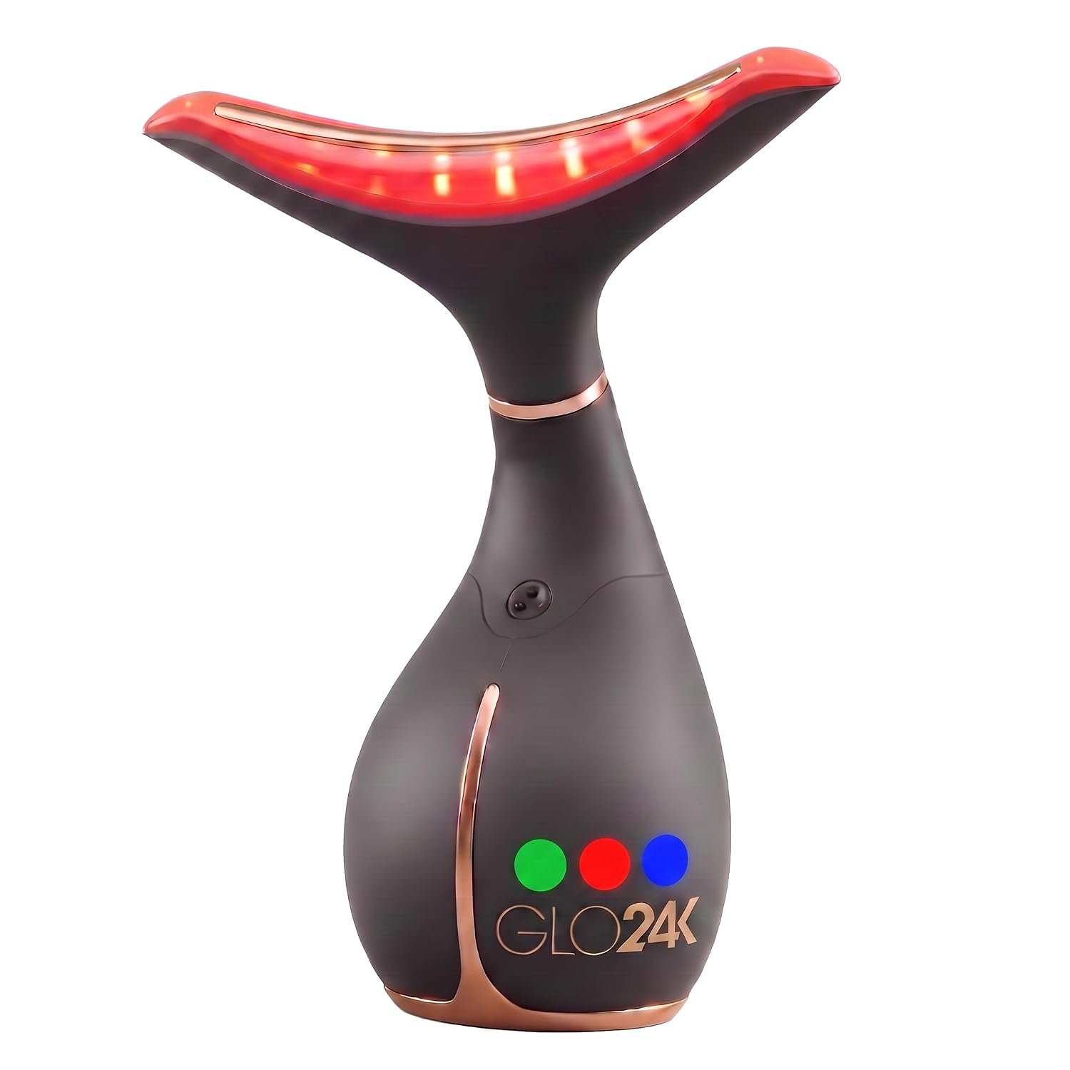 GLO24K LED Face Massager and Neck Wand – Beauty Skin Care Tool | Face sculpting tool, skin tightening device and lifting wand with warm massage, vibration and LED for daily care