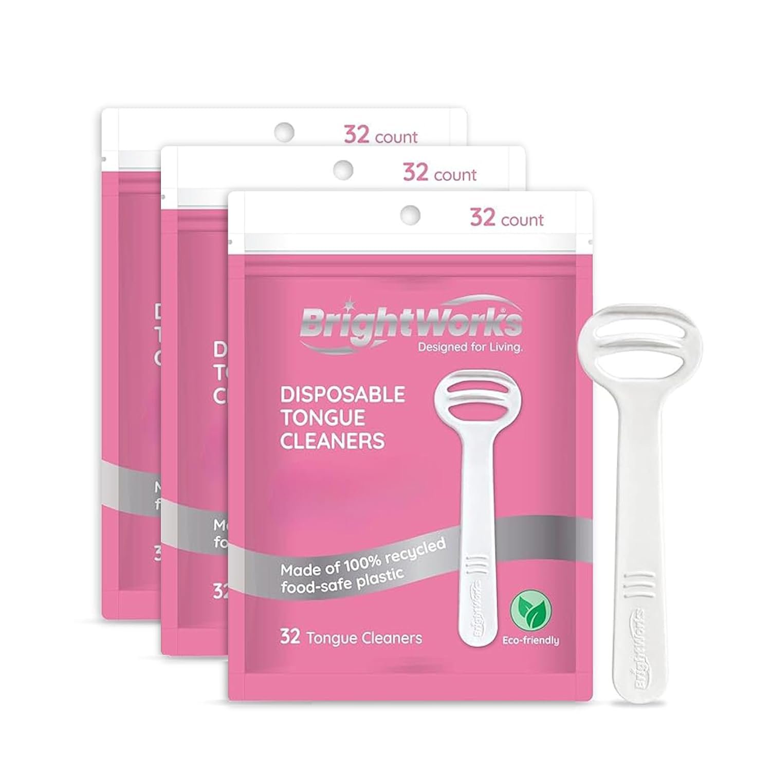 BrightWorks Eco‑Friendly Disposable Tongue Scrapers for Adults – 96 Count