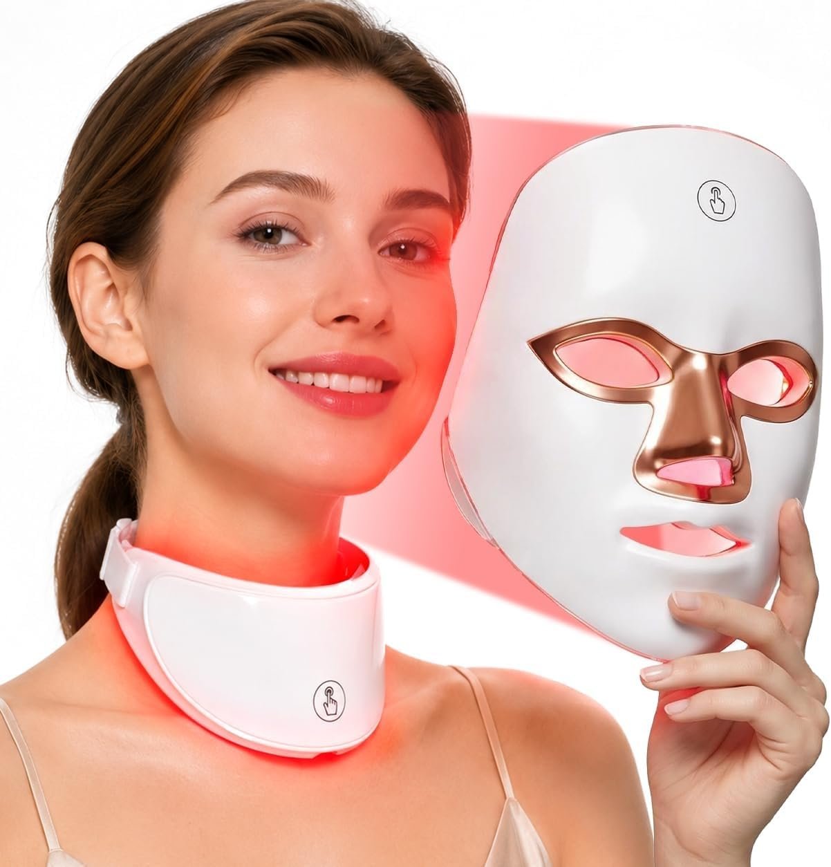 LED Face Mask for Wrinkles, Red Light Therapy for Face, Cordless NIR Red Light Therapy Mask with 7 Light Modes, 426 LEDs Rechargeable for Glowing Skin at Home White