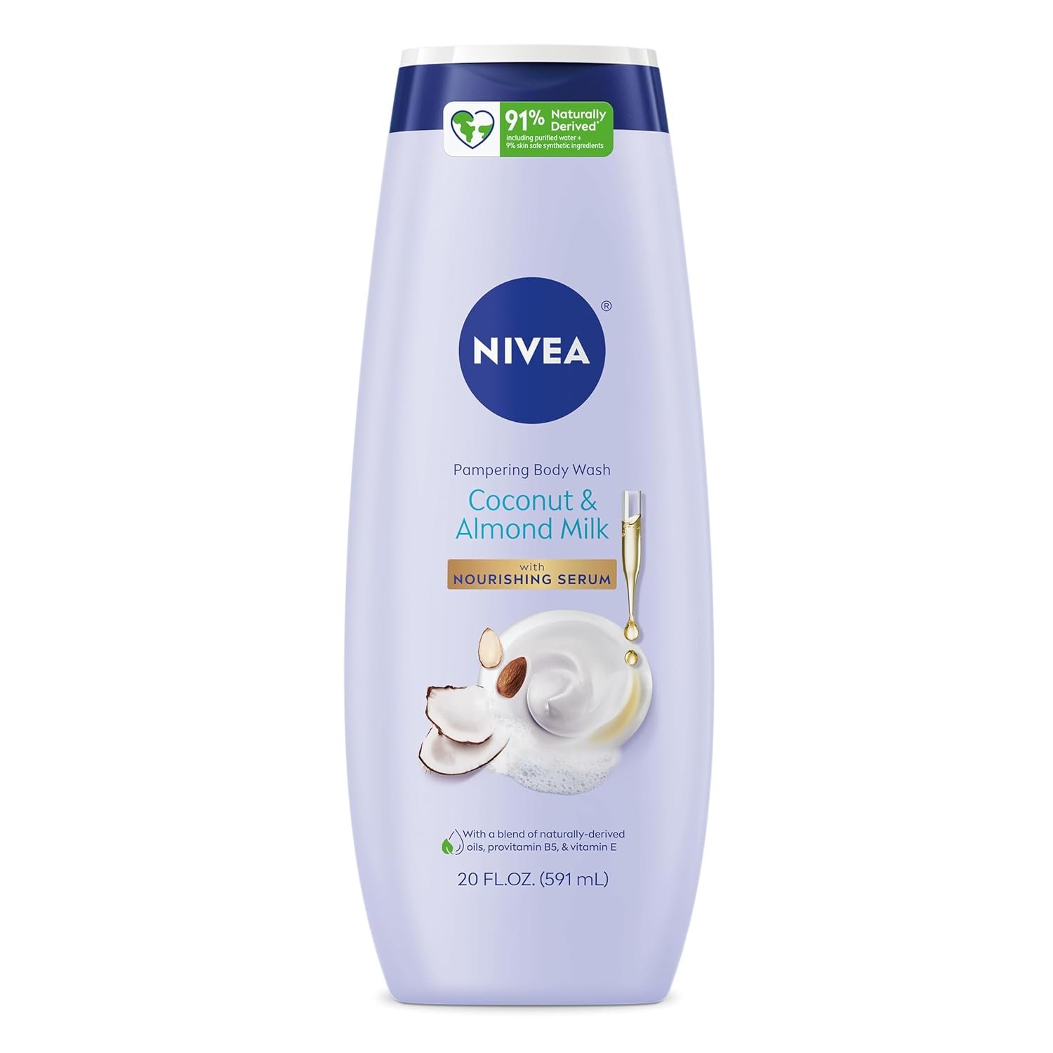 NIVEA Pampering Coconut and Almond Milk Body Wash, 20 FL OZ