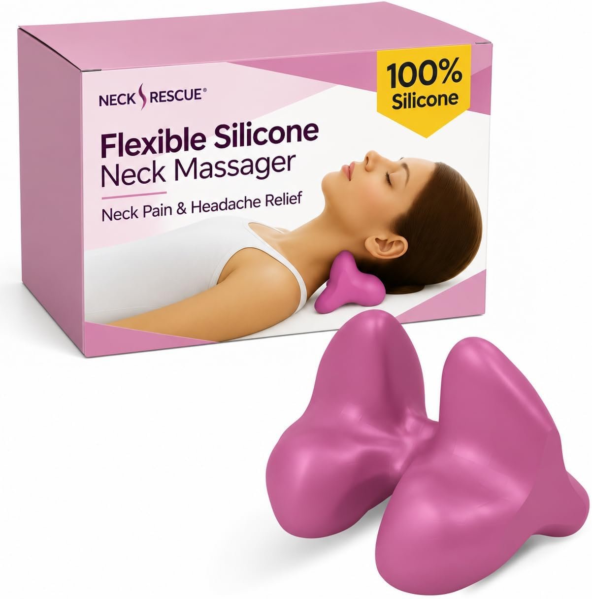 Trigger Point Neck Massager for Neck Pain Relief, Occipital Release Tool, 100% Silicone Design with Flexible Points to Relieve Deep Muscle Tension, Headaches & Tech Neck