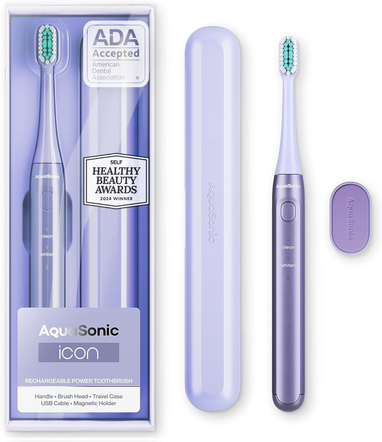 Aquasonic Icon Micro-Vibrating Manual Toothbrush – ADA-Accepted – Lilac