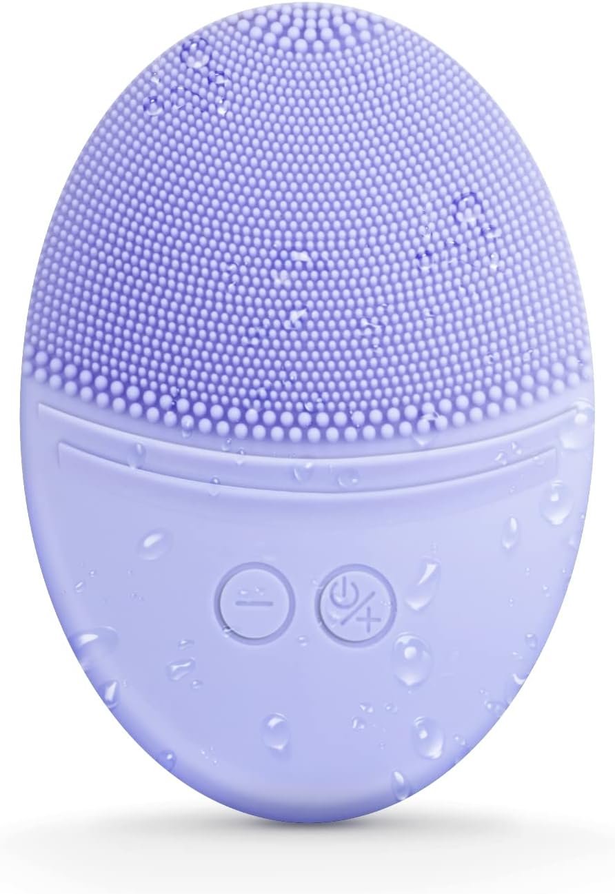 EZBASICS Silicone Facial Cleansing Brush, IPX7 Waterproof, Violet