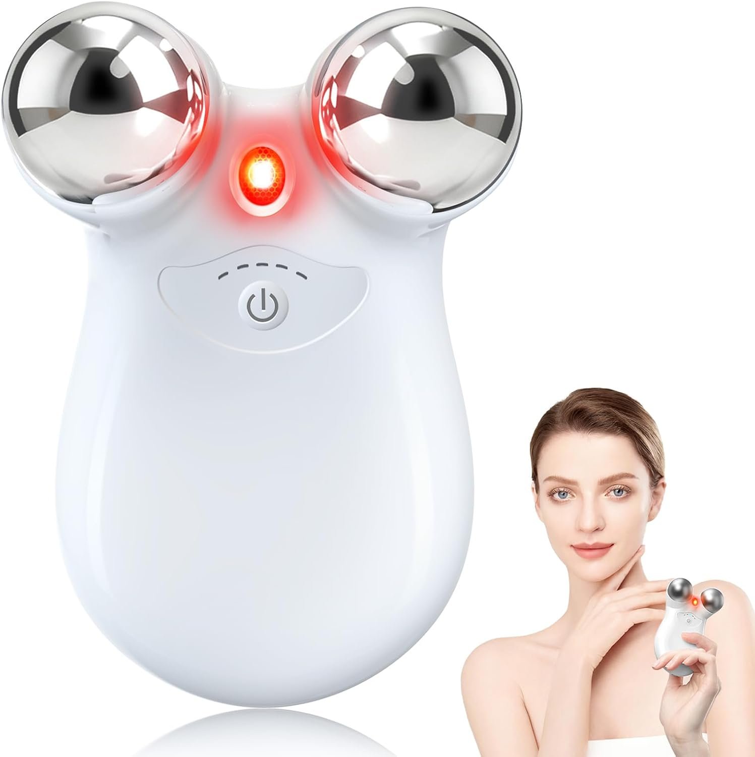 2-in-1 Red Light Microcurrent Facial Device | Enhances Lifting & Firming Capabilities | Reduces Wrinkles and Puffiness | Smart Photon Micro-Current Device, Model:EP-300
