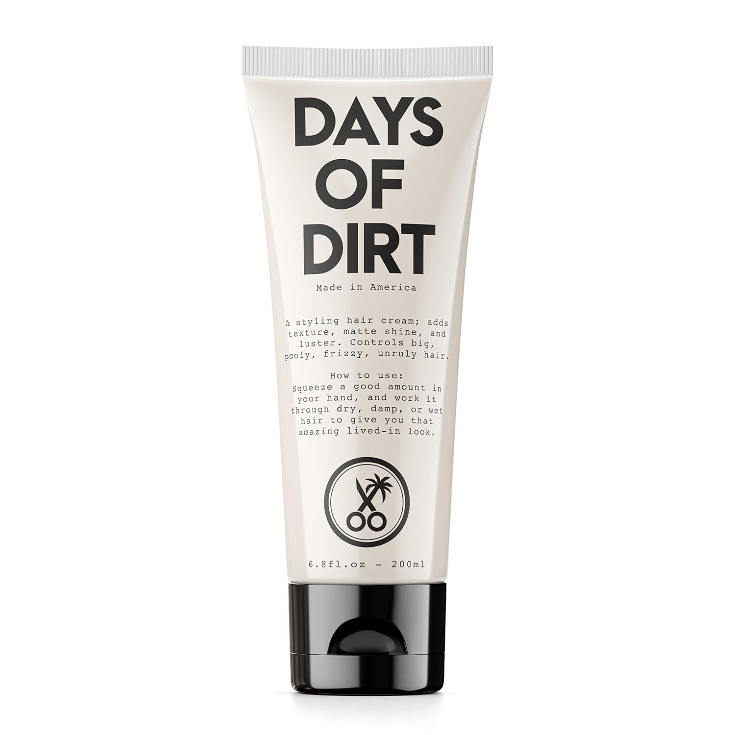 California Born Days of Dirt Hair Styling Cream for Dry, Fluffy, Frizzy, Clean Lived-in Look – Styling Cream for No-Hold, Texture & Shine – Made in USA, 6.8fl oz