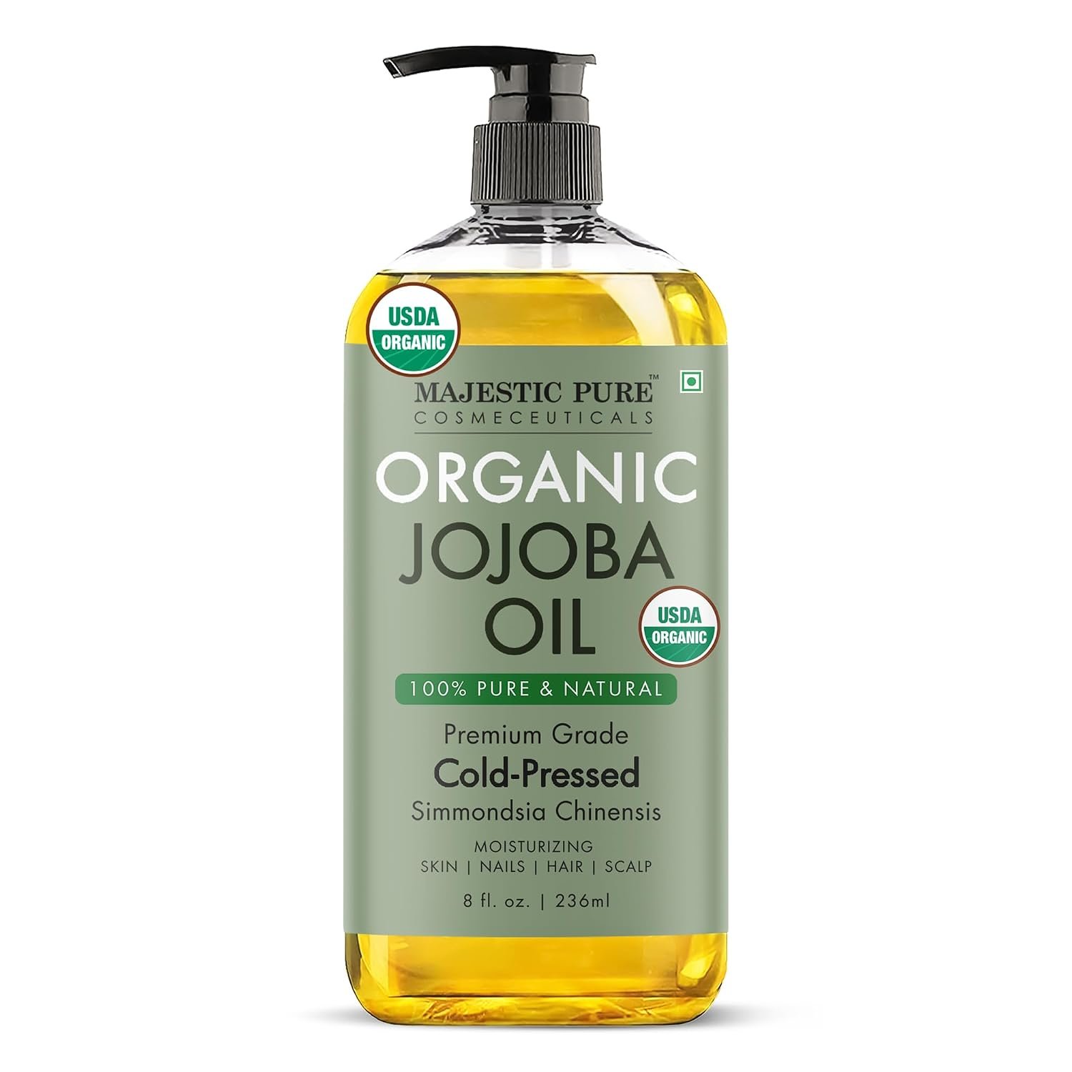 Majestic Pure USDA Organic Jojoba Oil 100% Pure & Natural -8 Fl Oz
