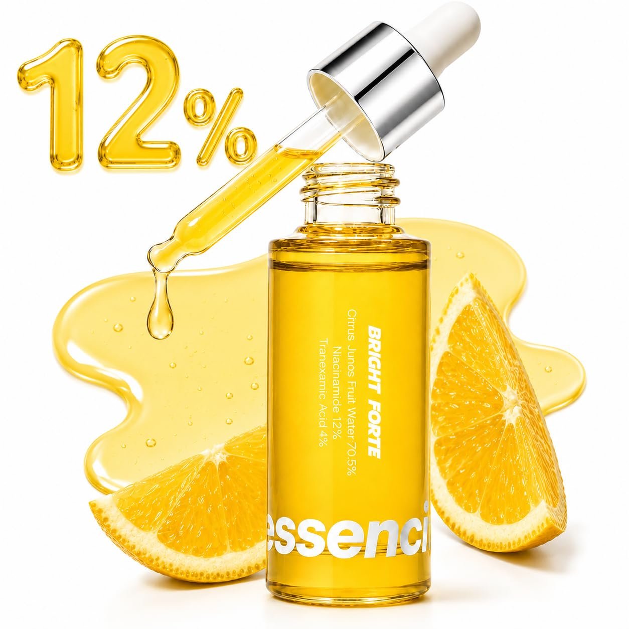 Essenciel Bright Forte Serum – Niacinamide 12% + TXA 4% + Citrus Junos 70.5% – Brightening & Hydrating Facial Serum for Glowing Skin & Hyperpigmentation – Korean Skincare (50ml / 1.69 fl oz)