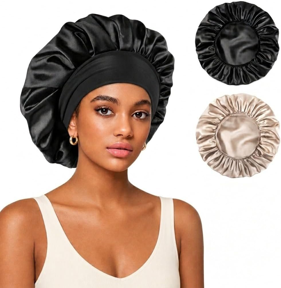 Yanideer 2 Pack Satin Bonnet for Sleeping Double Layer