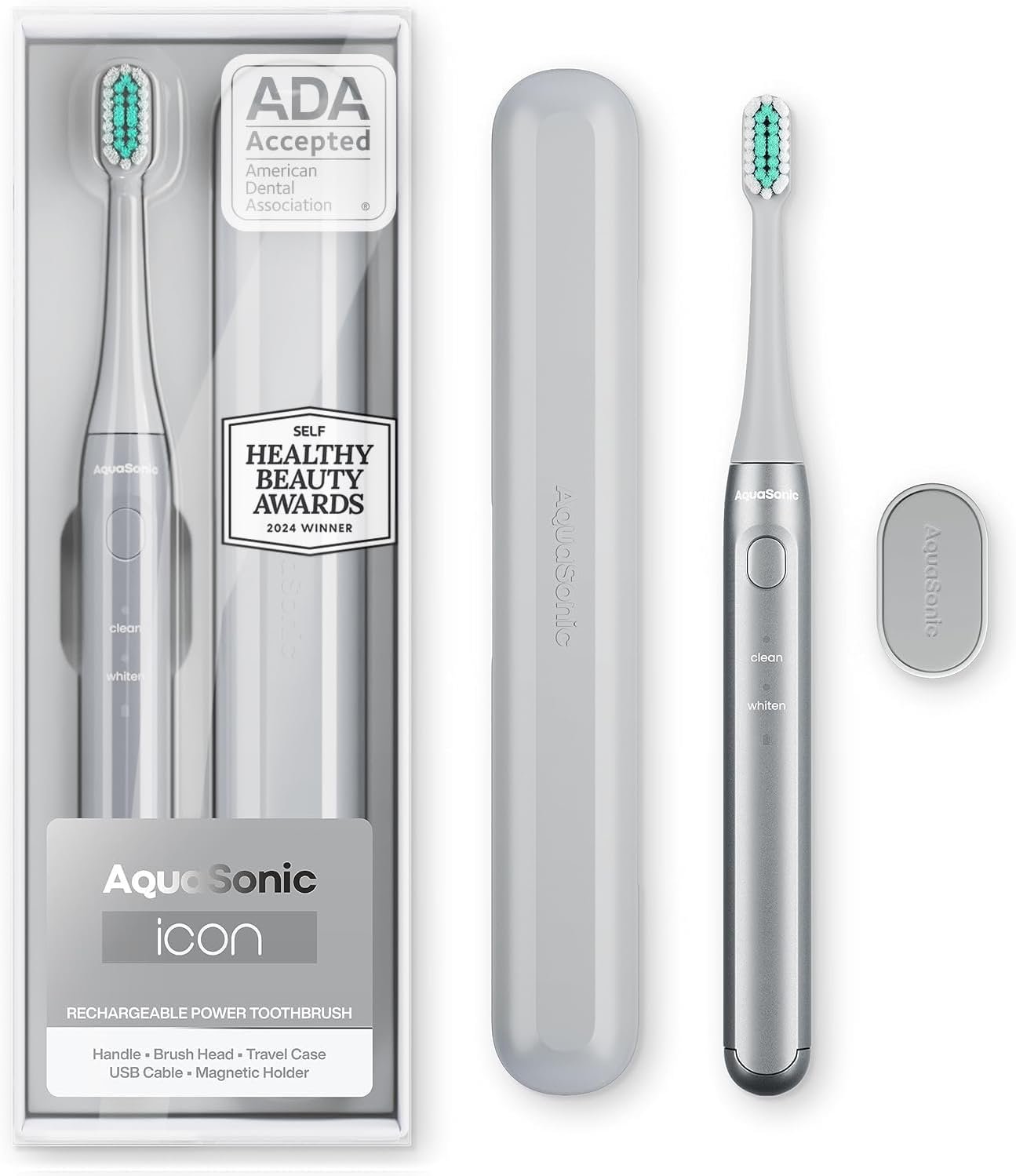 Aquasonic Icon Micro-Vibrating Manual Toothbrush – ADA-Accepted – Stone