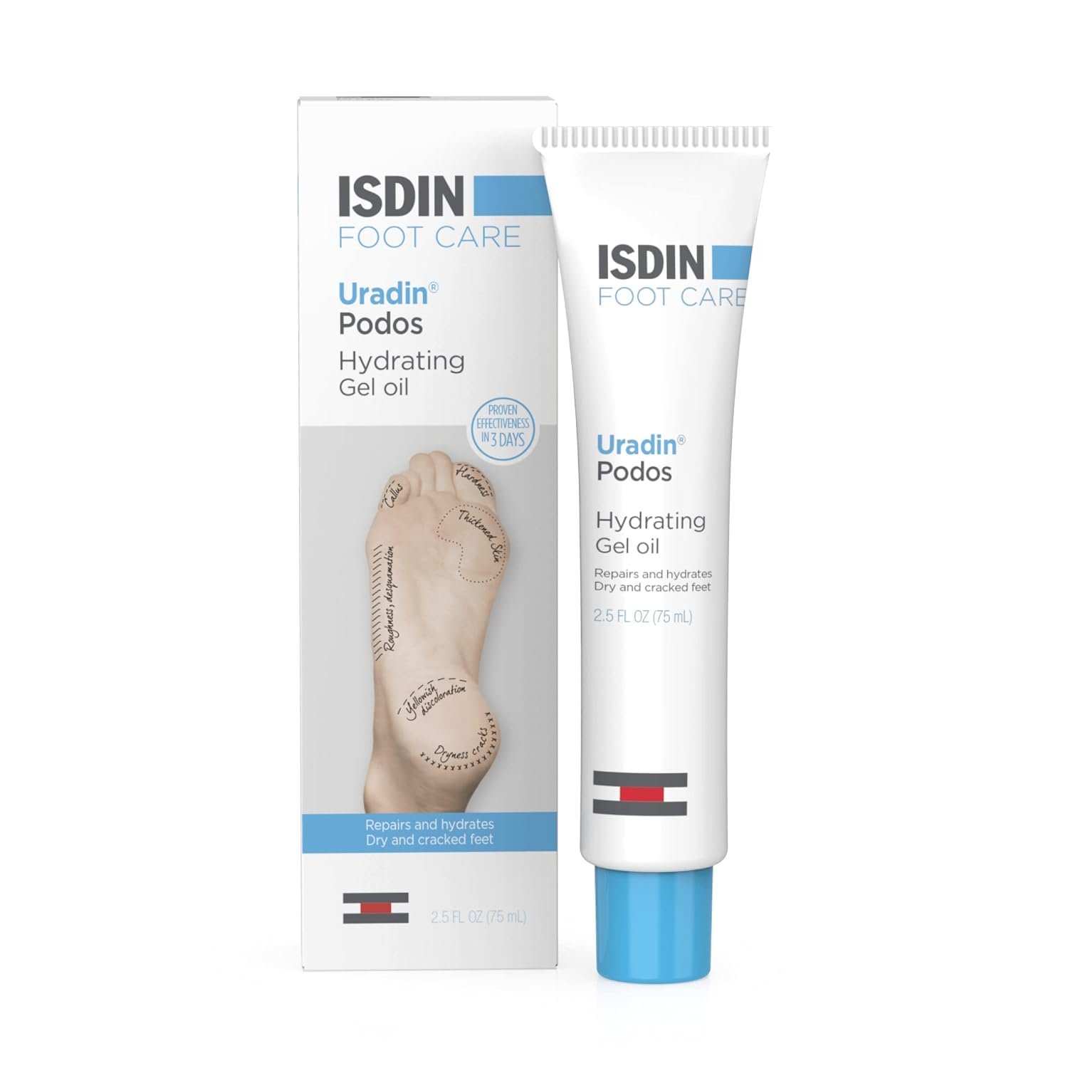 ISDIN Uradin Podos Foot Cream, 10% Urea, Repairs Cracked Feet, 2.5 fl oz