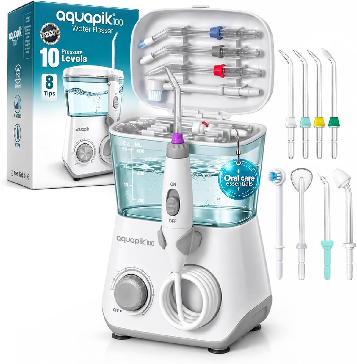 Aquapik 100 Countertop Water Flosser for Teeth, Corded Oral Irrigator Pick