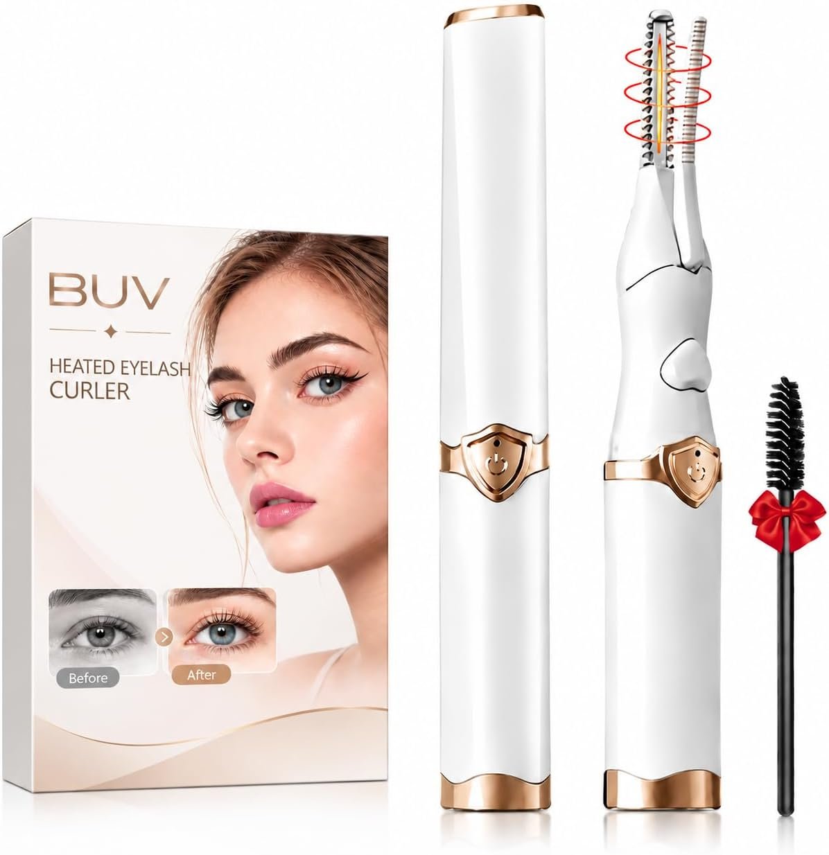 Heated Eyelash Curler – 2 in 1 Clip-Type Eyelash Curlers – Electric Eyelash Curler Rechargeable for 24H Long Lasting, 3 Heating Modes, 8S Fast Heating, Makeup Tool Gifts for Women Girls, White-GD