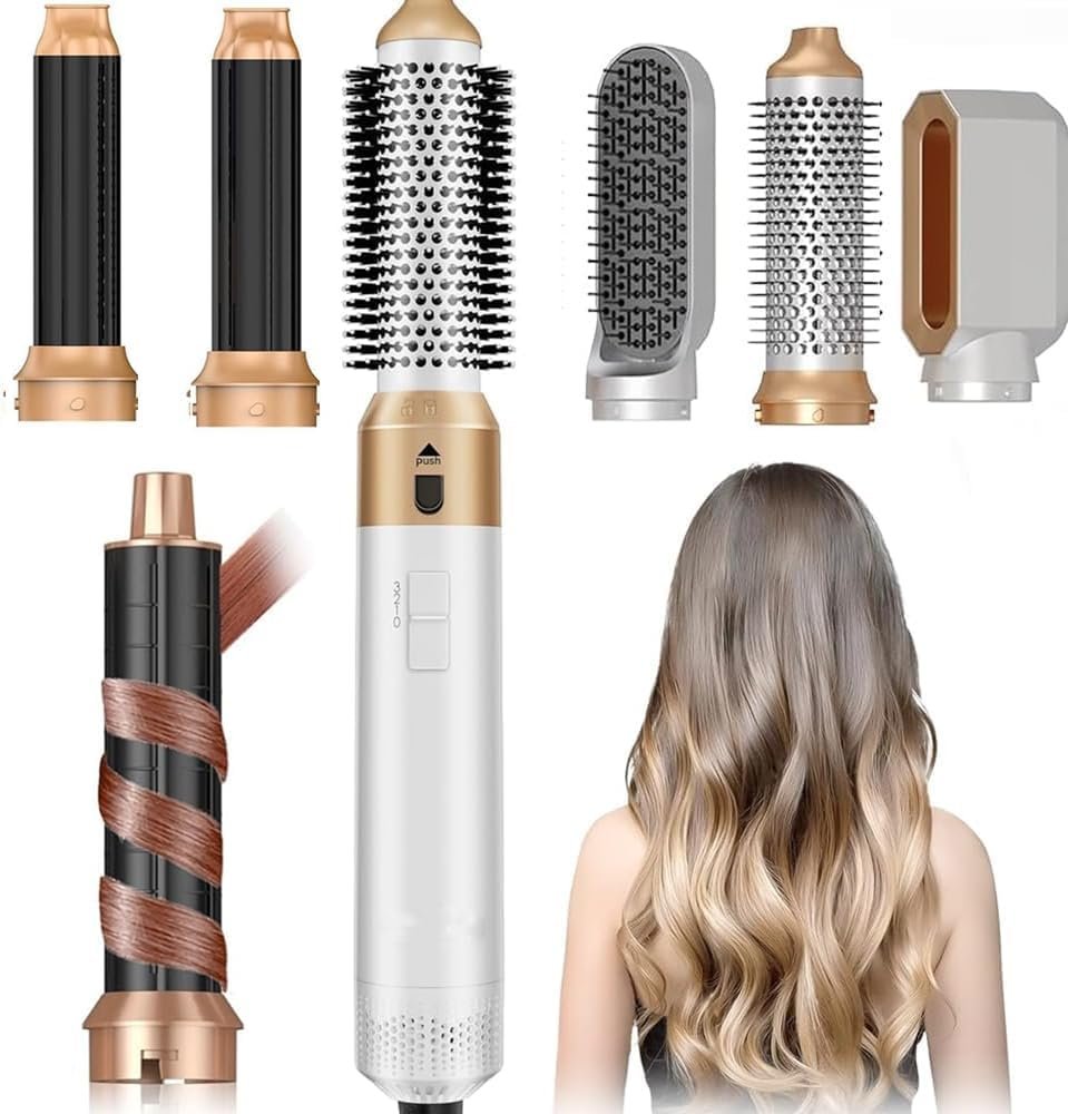 Hair Dryer Brush 5 in 1, Negative Ion Blow Dryer Brush Set – 110,000 RPM High-Speed Hot Air Brush Air Styler Curling Wrap Air Curler, Curling Iron Hair Styling Tools for Straight Curl Drying Smoothing
