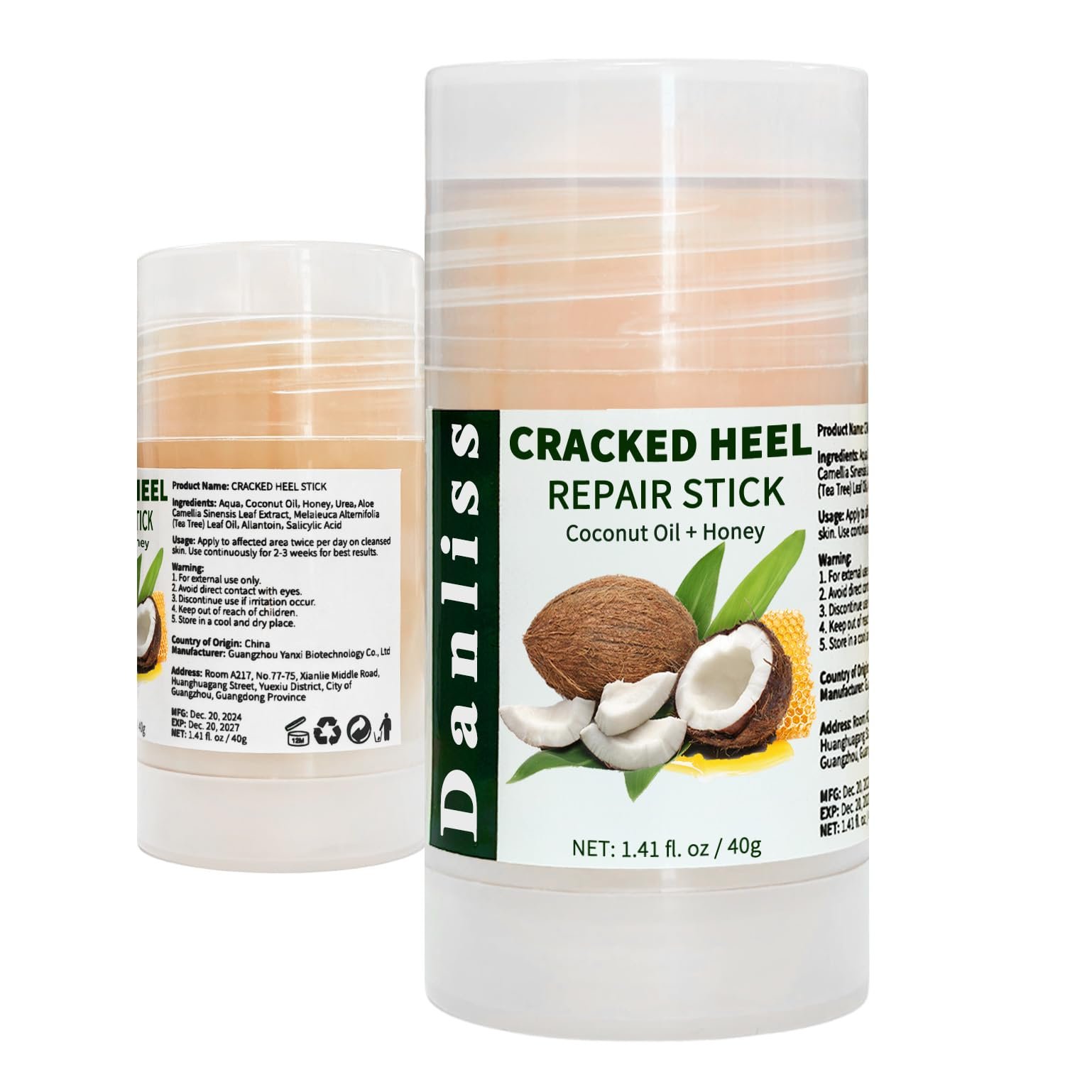 Coconut Urea foot lotion Heel Repair Balm Stick for dry cracked feet for Dry Cracked Feet Roll-on Foot Cracked Cream Softening Moisturizing Foot Care 1.14 Oz