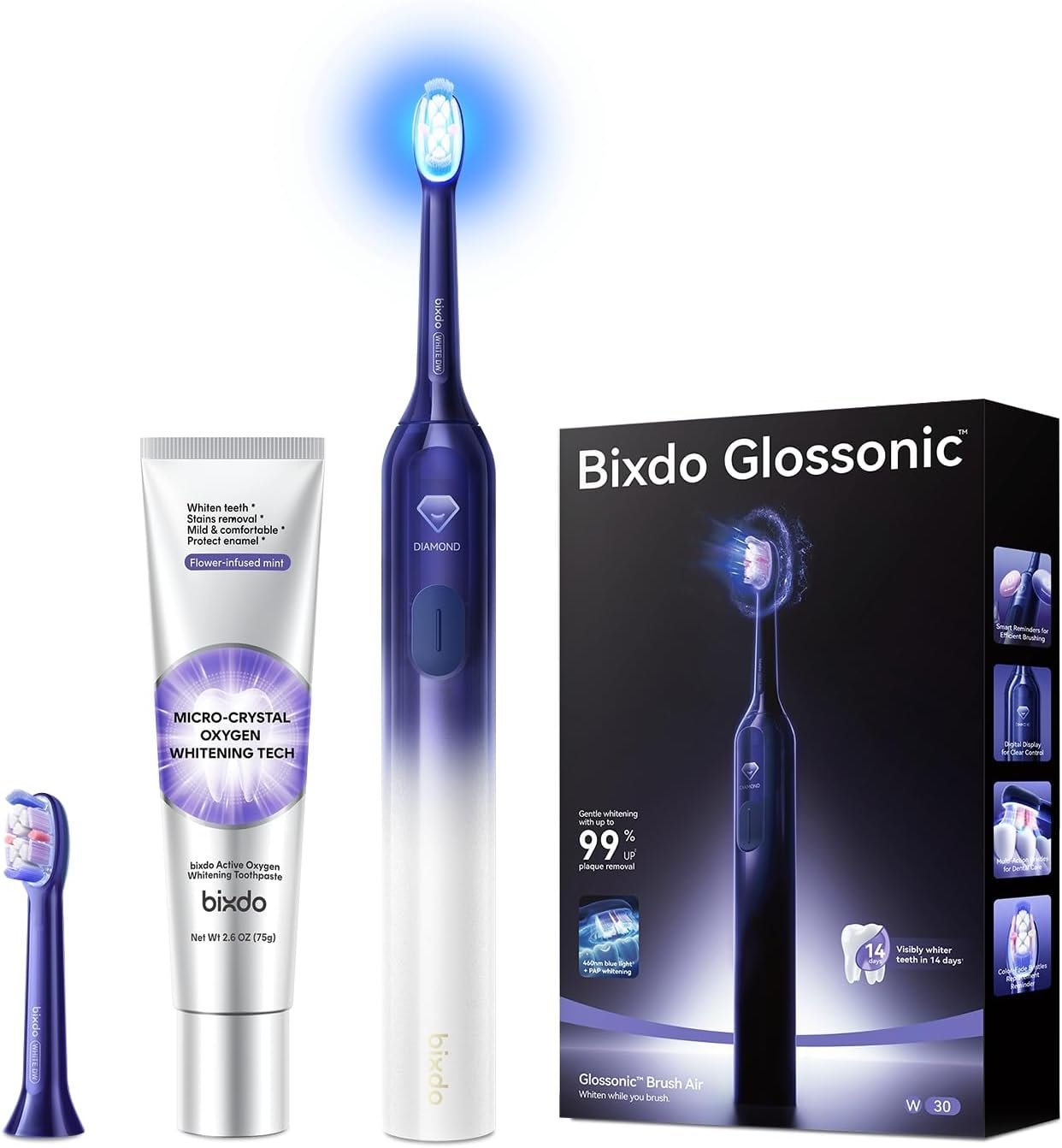 Brush Air Sonic Electric Toothbrush w/ Blue Light Whitening